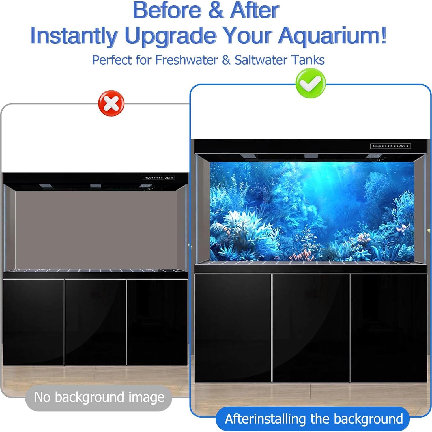 Fondo de Acuario Adherente Estático ADQHD 30x60 cm Océano Azul