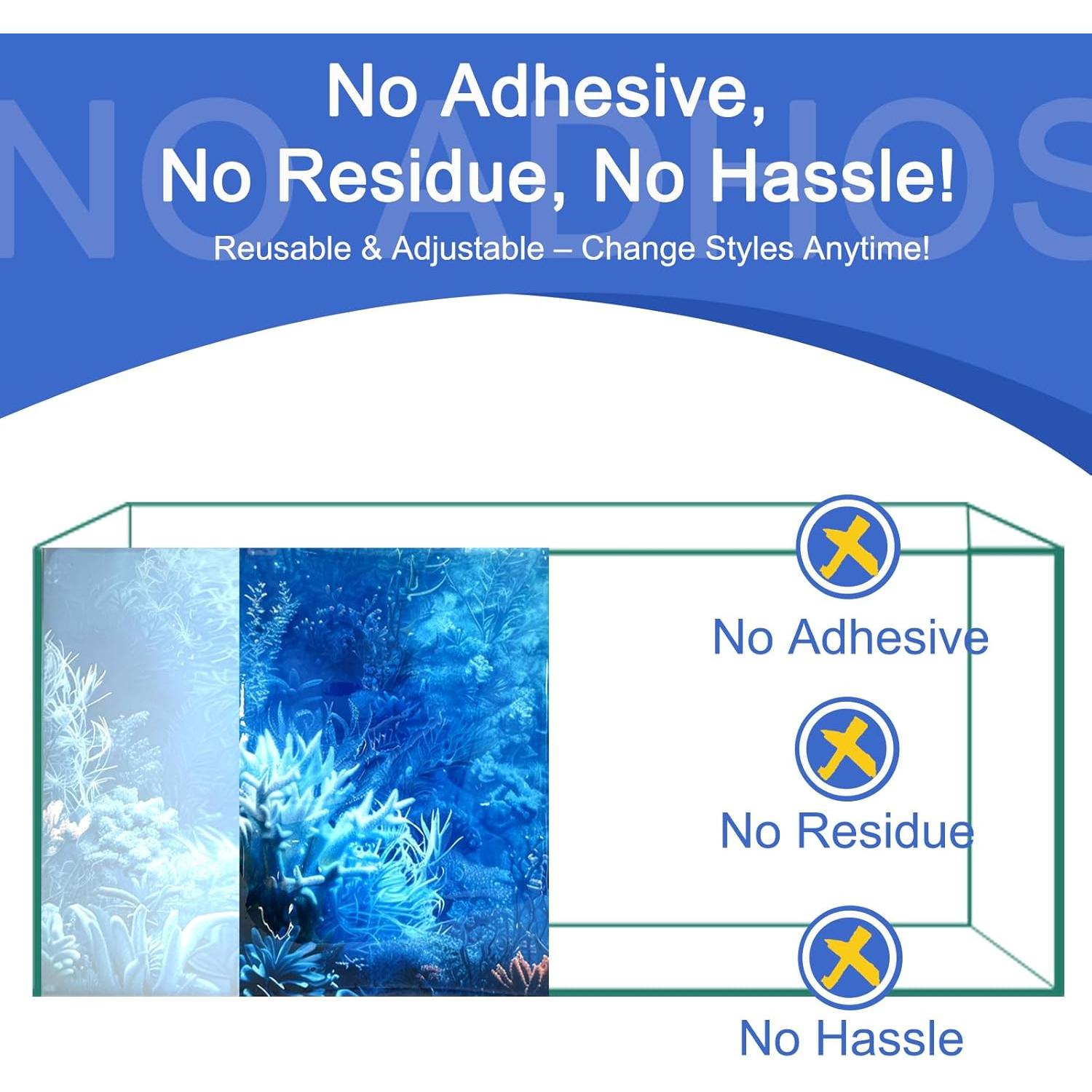 Fondo de Acuario Adherente Estático ADQHD 30x60 cm Océano Azul