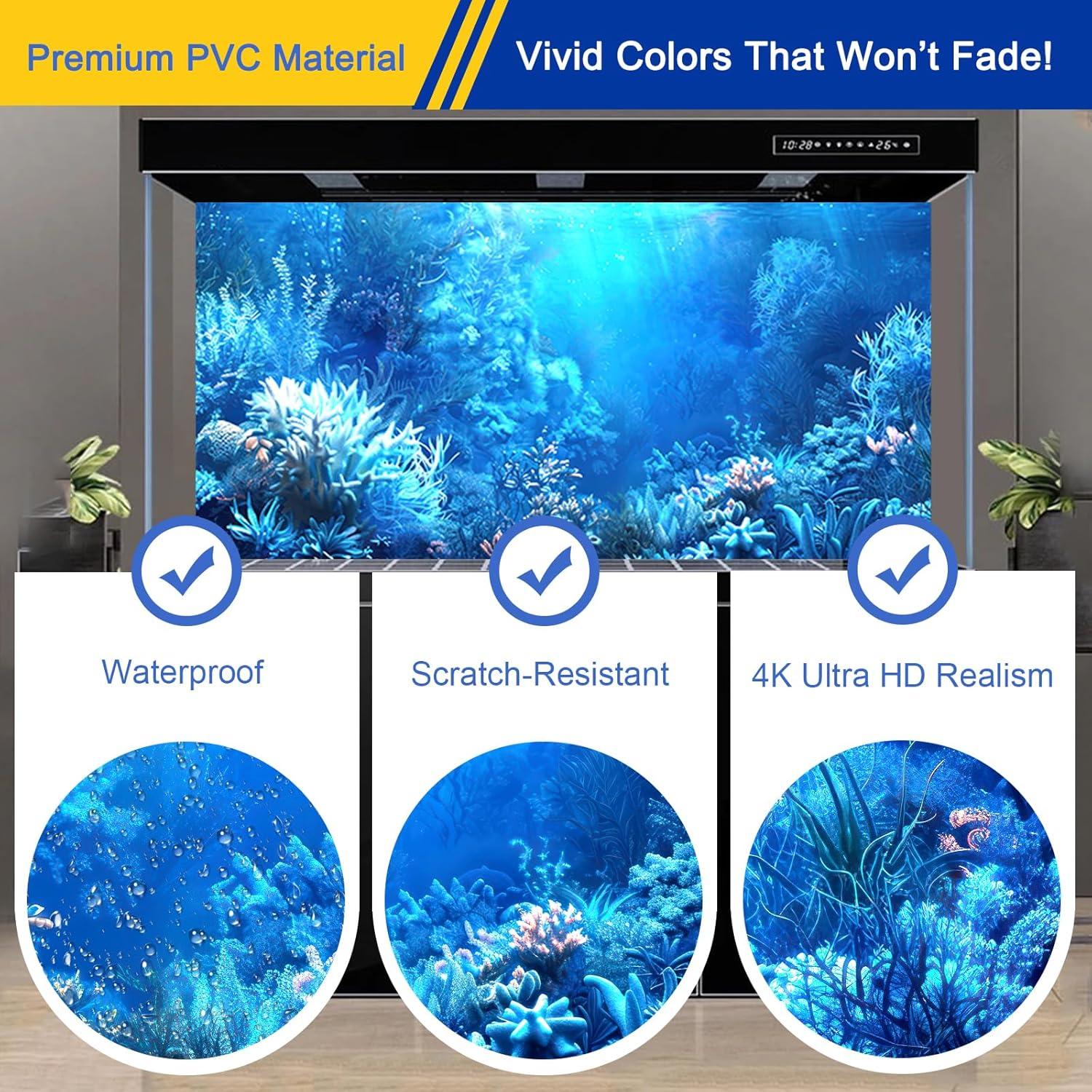 Fondo de Acuario Adherente Estático ADQHD 30x60 cm Océano Azul