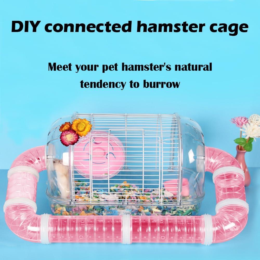 Kit de Tubos para Hámster IBEQUEM - 16 Tubos y Rueda Azul