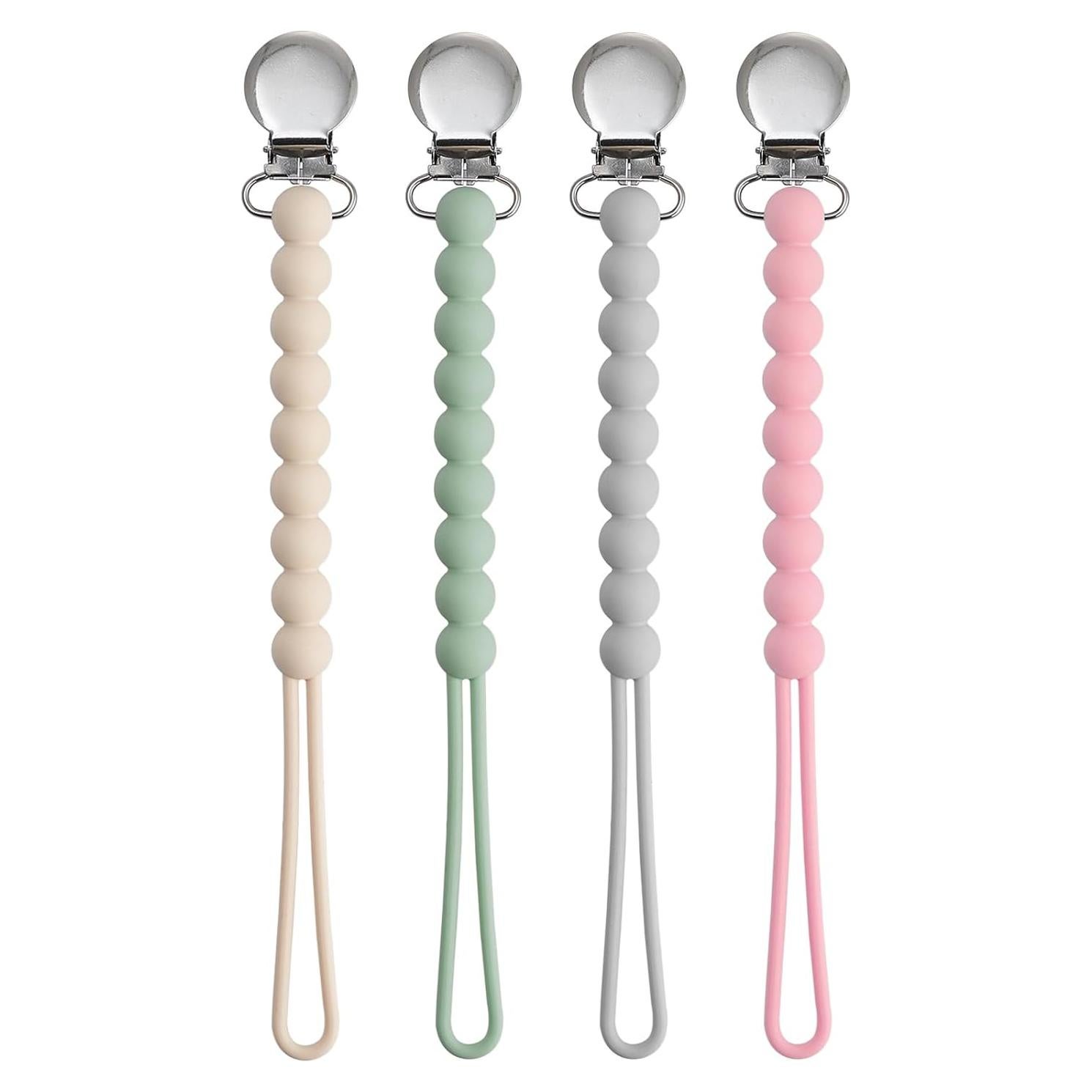 Clip de Chupete MORIBOX - Paquete de 4 Silicona Grado Alimenticio