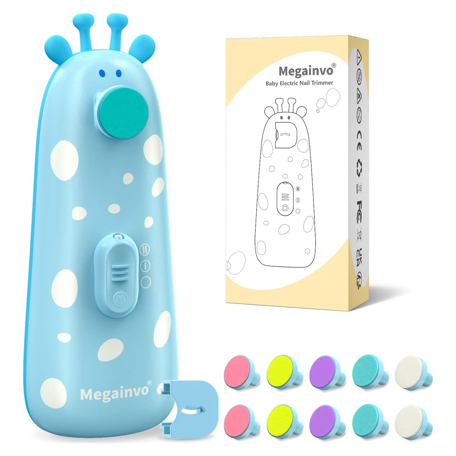 Cortador de Uñas Eléctrico para Bebés Megainvo Azul 10 en 1