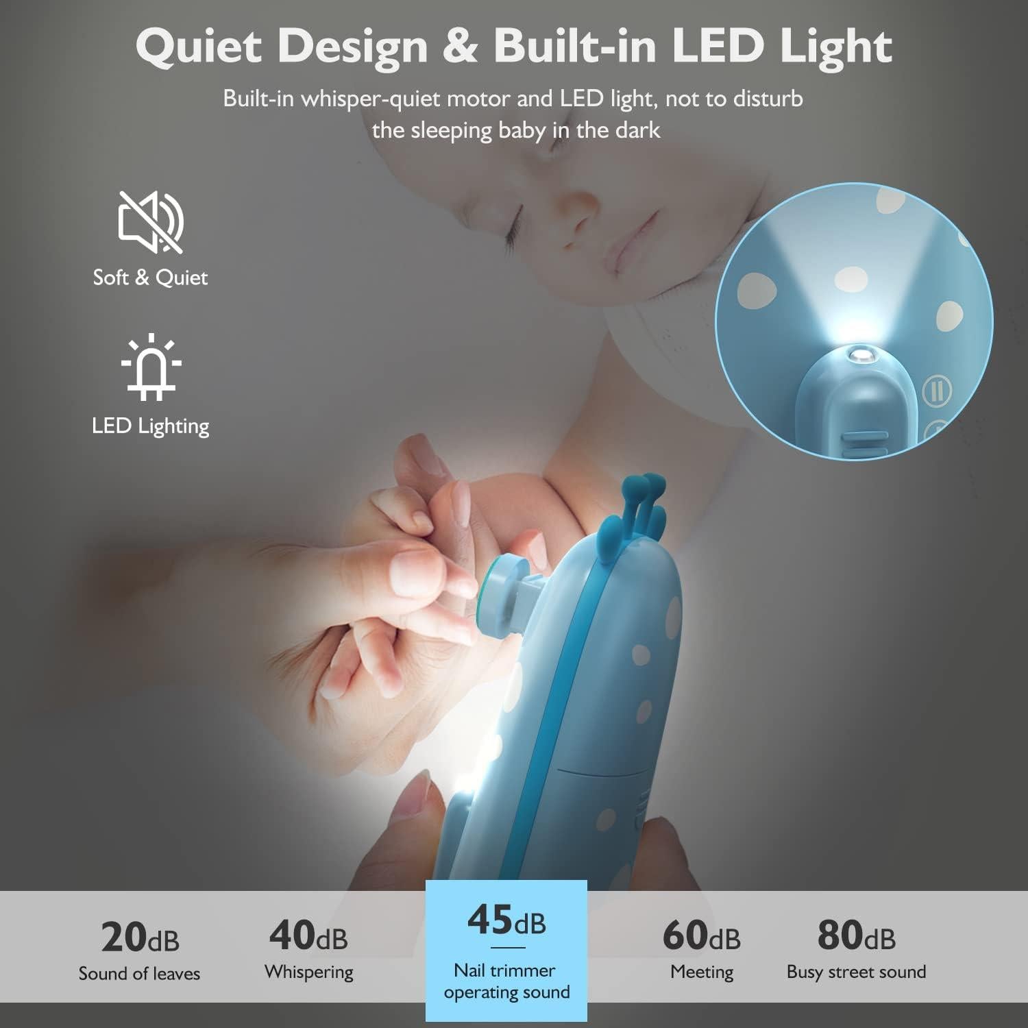 Cortador de Uñas Eléctrico para Bebés Megainvo Azul 10 en 1