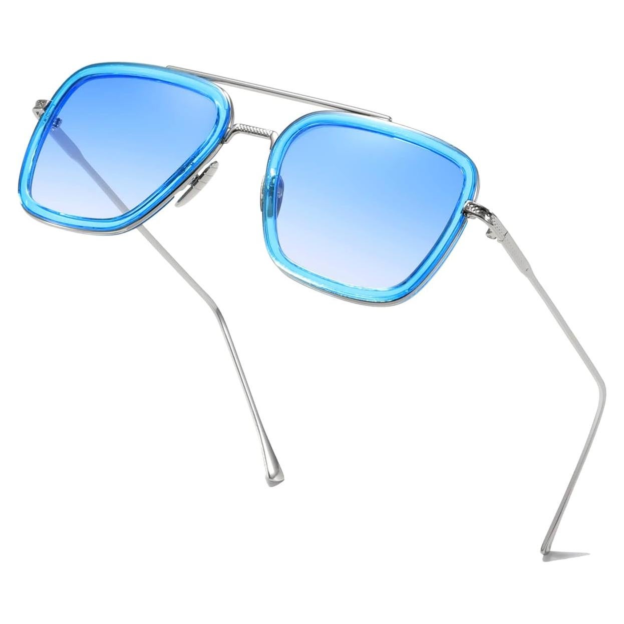 Gafas de sol cuadradas AISSWZBER UV400 unisex estilo Tony Stark