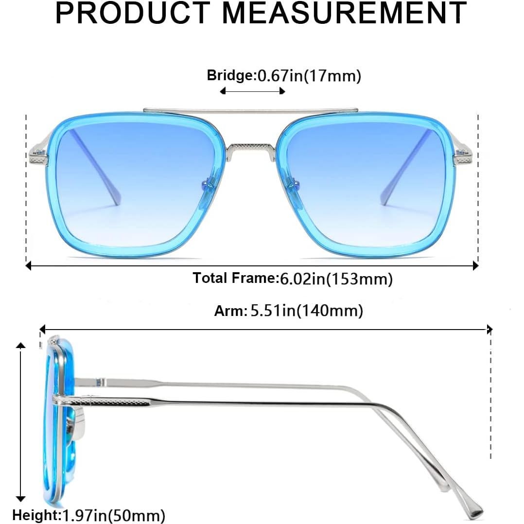 Gafas de sol cuadradas AISSWZBER UV400 unisex estilo Tony Stark
