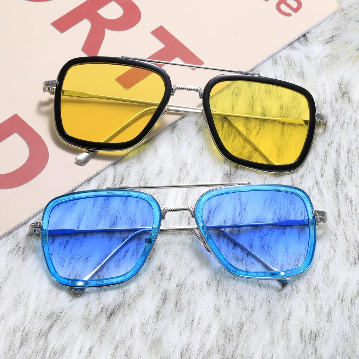 Gafas de sol cuadradas AISSWZBER UV400 unisex estilo Tony Stark