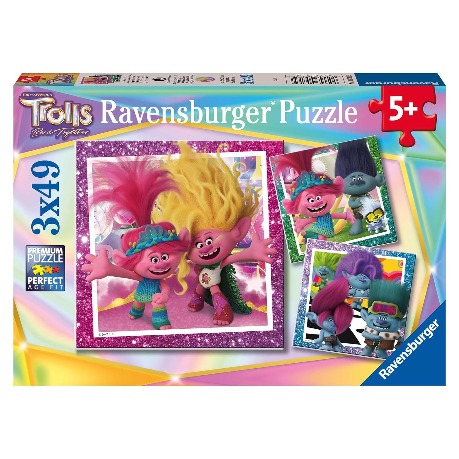 Set de Rompecabezas Trolls 3 Ravensburger 3x49 Piezas 21x21cm