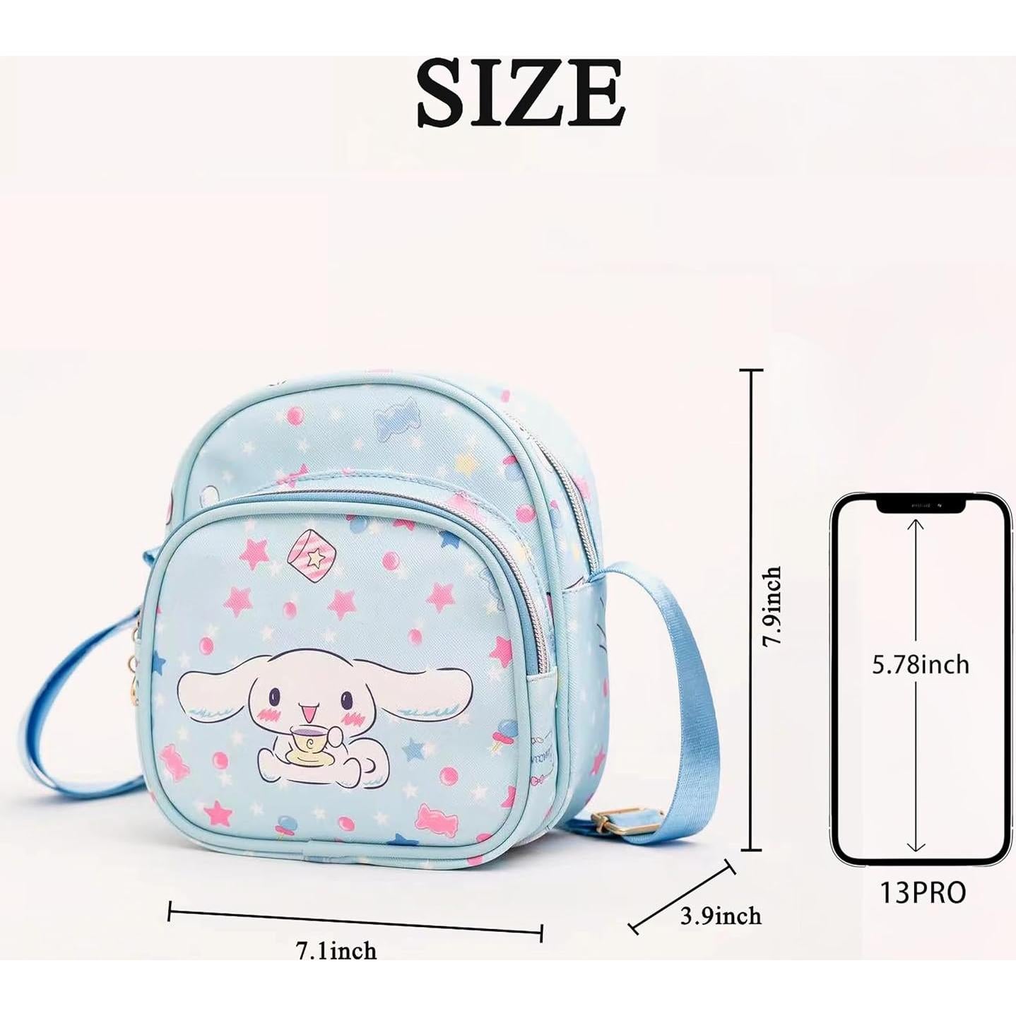 Bolso Cruzado de Cuero PU Linda para Niñas 18x10cm Azul