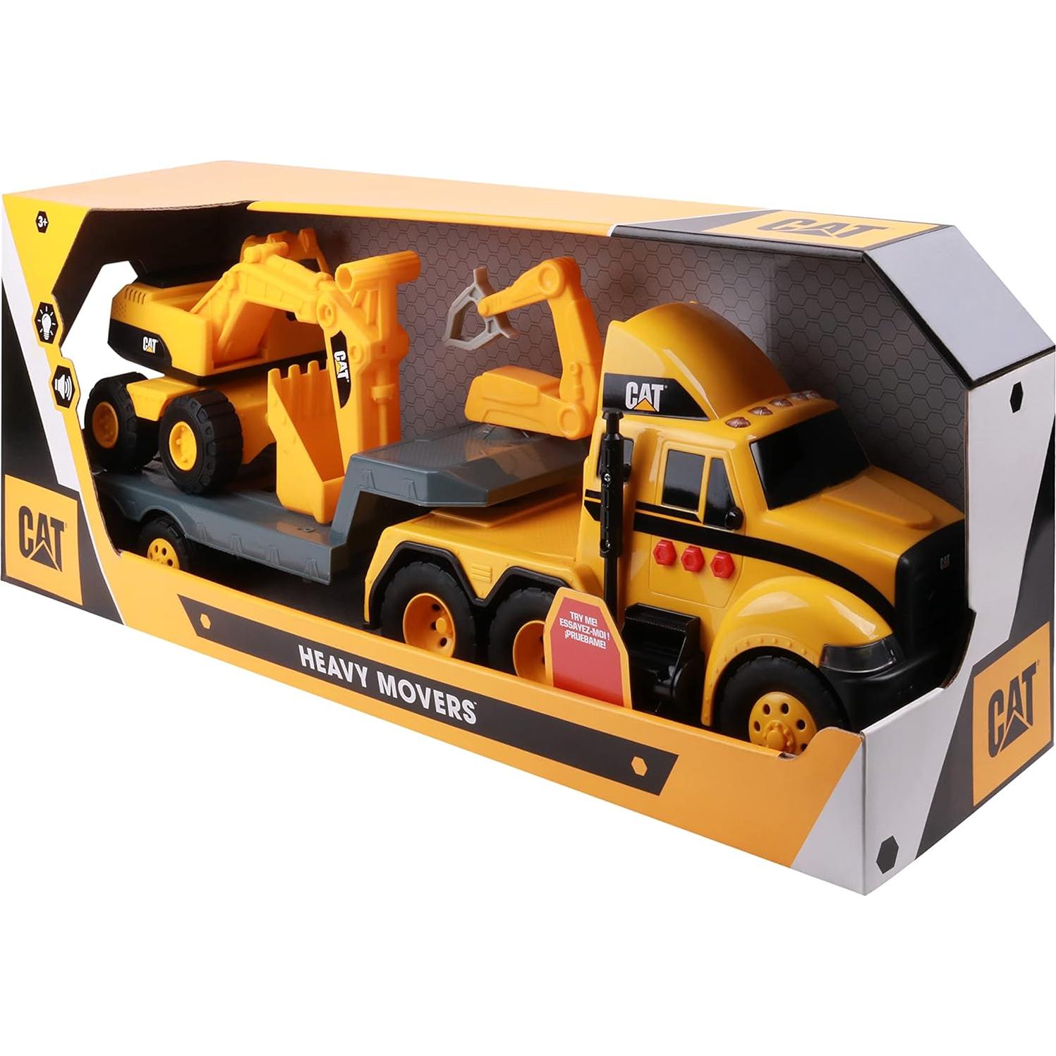 Juguete de Construcción CAT Transportador Pesado con Excavadora