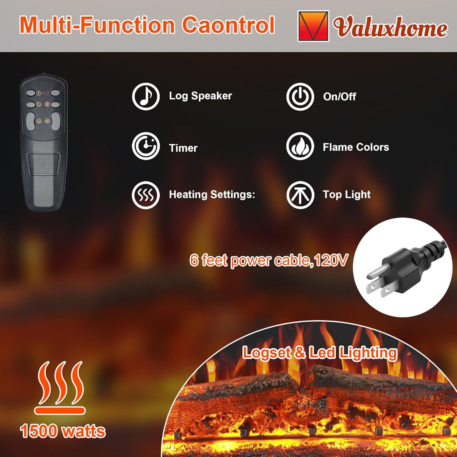 Insert de Chimenea Eléctrica Valuxhome 64cm con Control Remoto