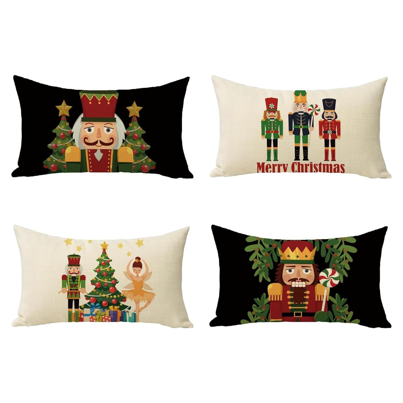 Funda de Almohada Decorativa Navidad Fjfz 30x50 cm Juego de 4