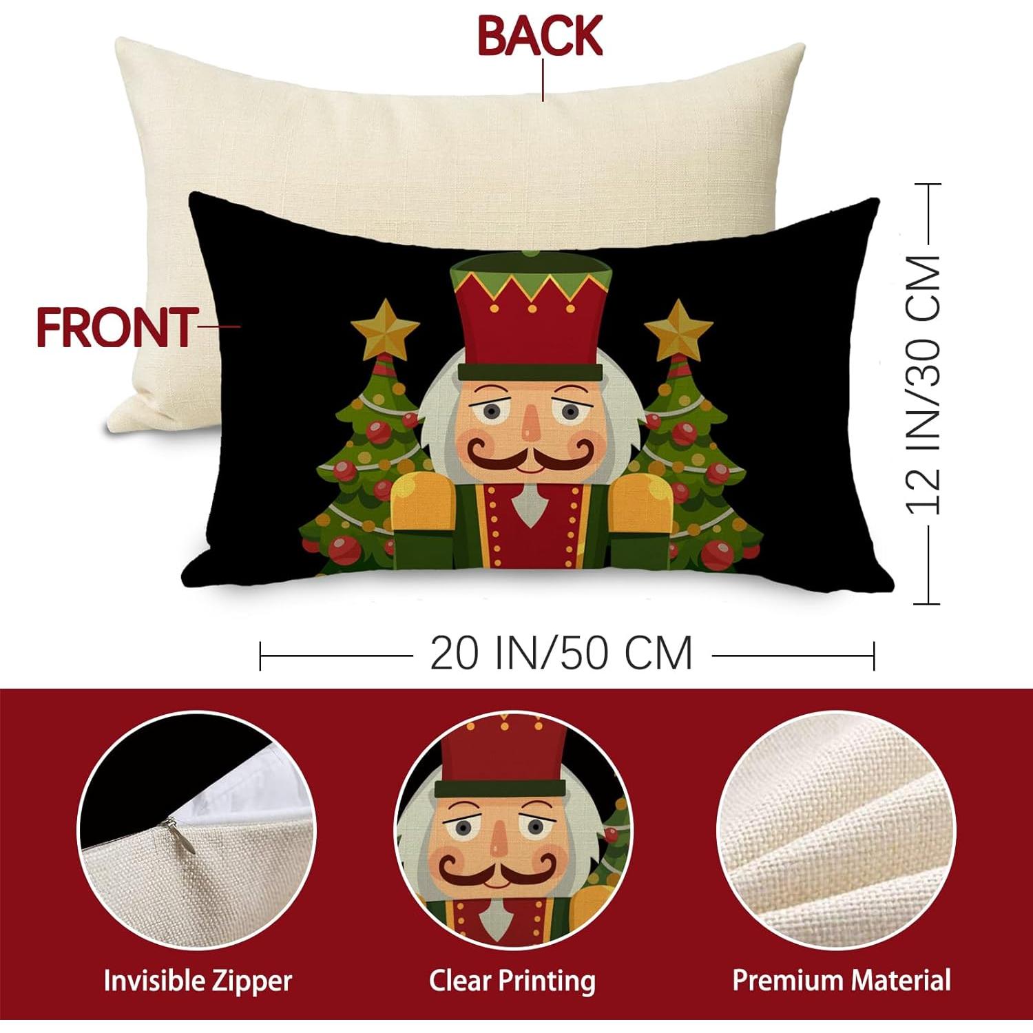 Funda de Almohada Decorativa Navidad Fjfz 30x50 cm Juego de 4