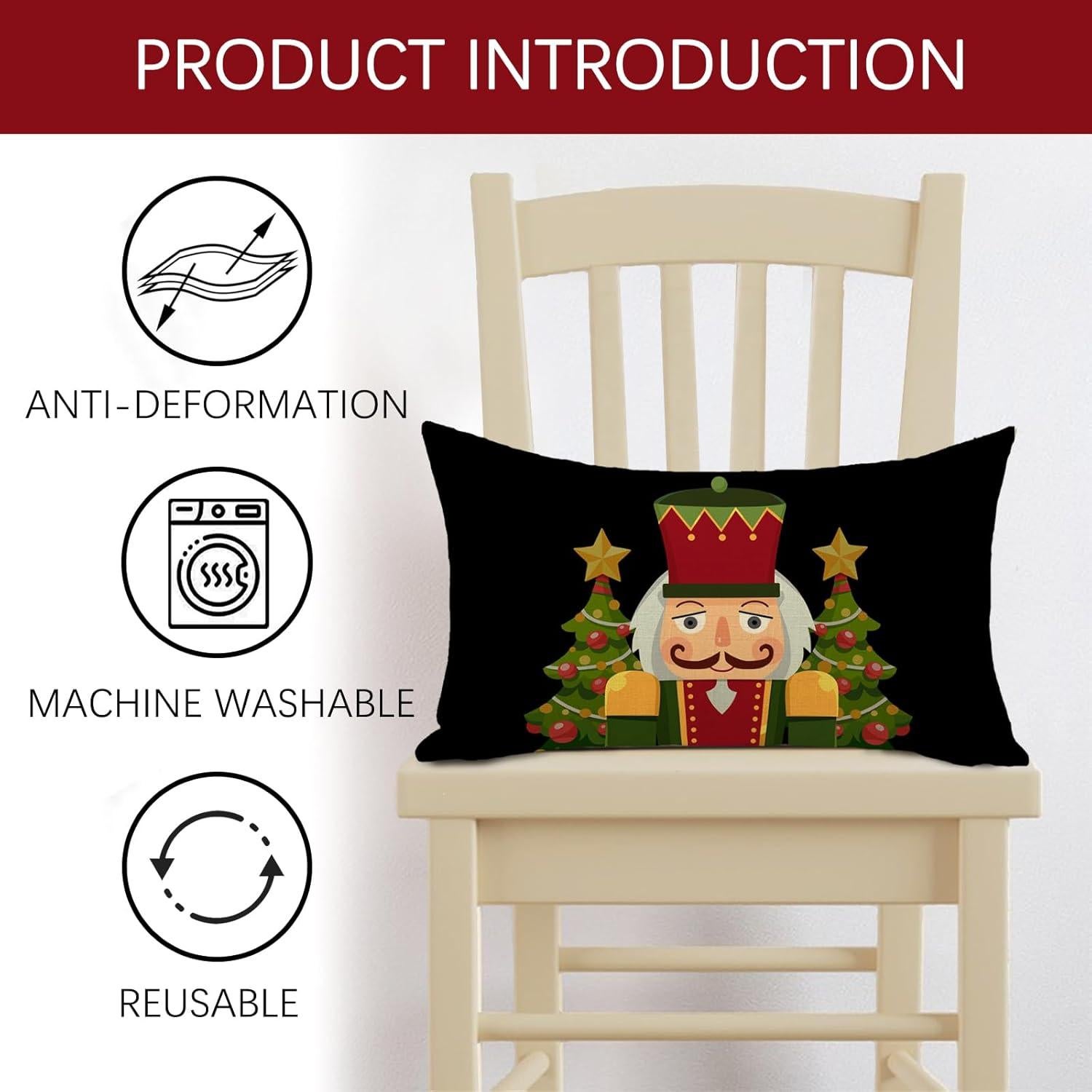 Funda de Almohada Decorativa Navidad Fjfz 30x50 cm Juego de 4