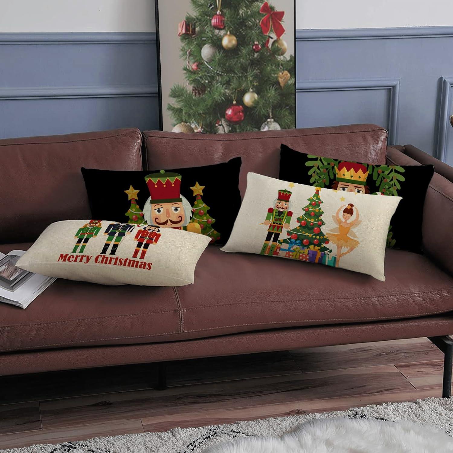 Funda de Almohada Decorativa Navidad Fjfz 30x50 cm Juego de 4