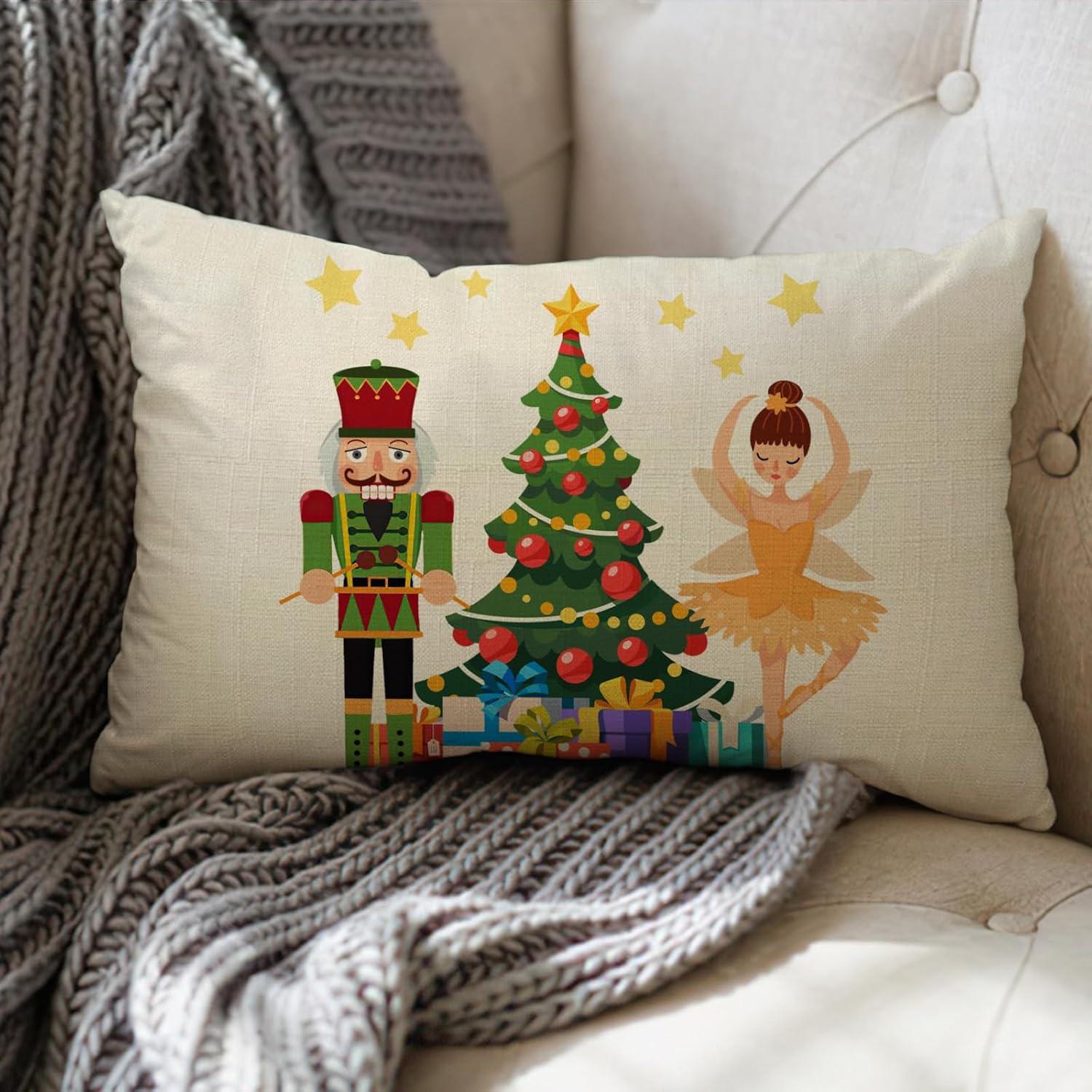 Funda de Almohada Decorativa Navidad Fjfz 30x50 cm Juego de 4