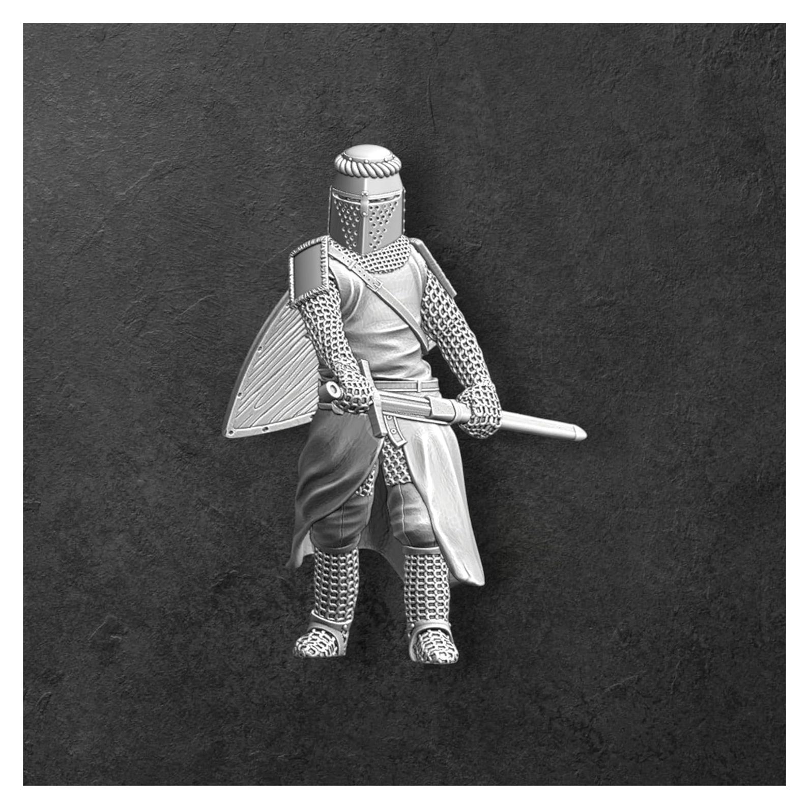 Miniatura Caballero Cruzado Medieval Tofer's 28 mm Sin Pintar