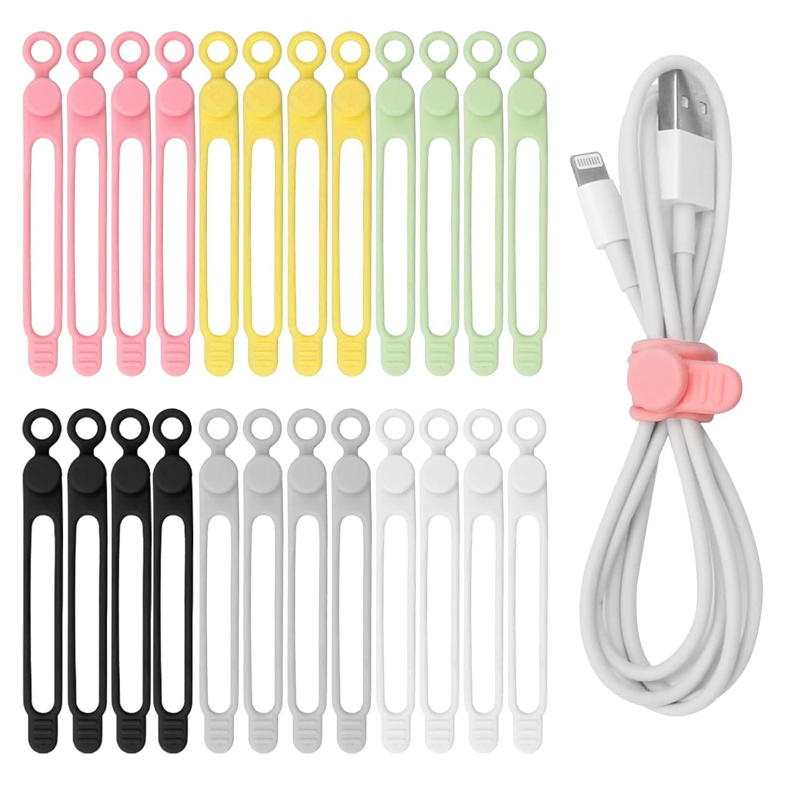 24 Correas de Silicona Catcan Reutilizables para Cables 10.9cm
