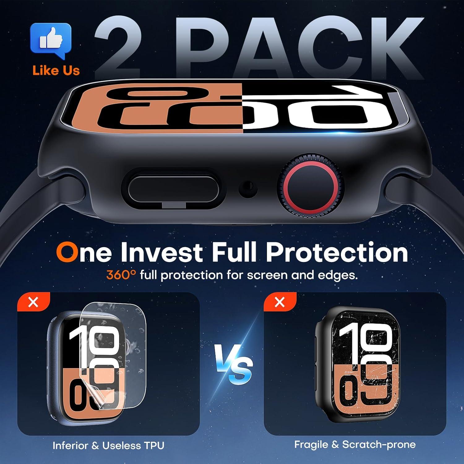 Funda Dura TAURI para Apple Watch Serie 10 42mm - 2 Pack