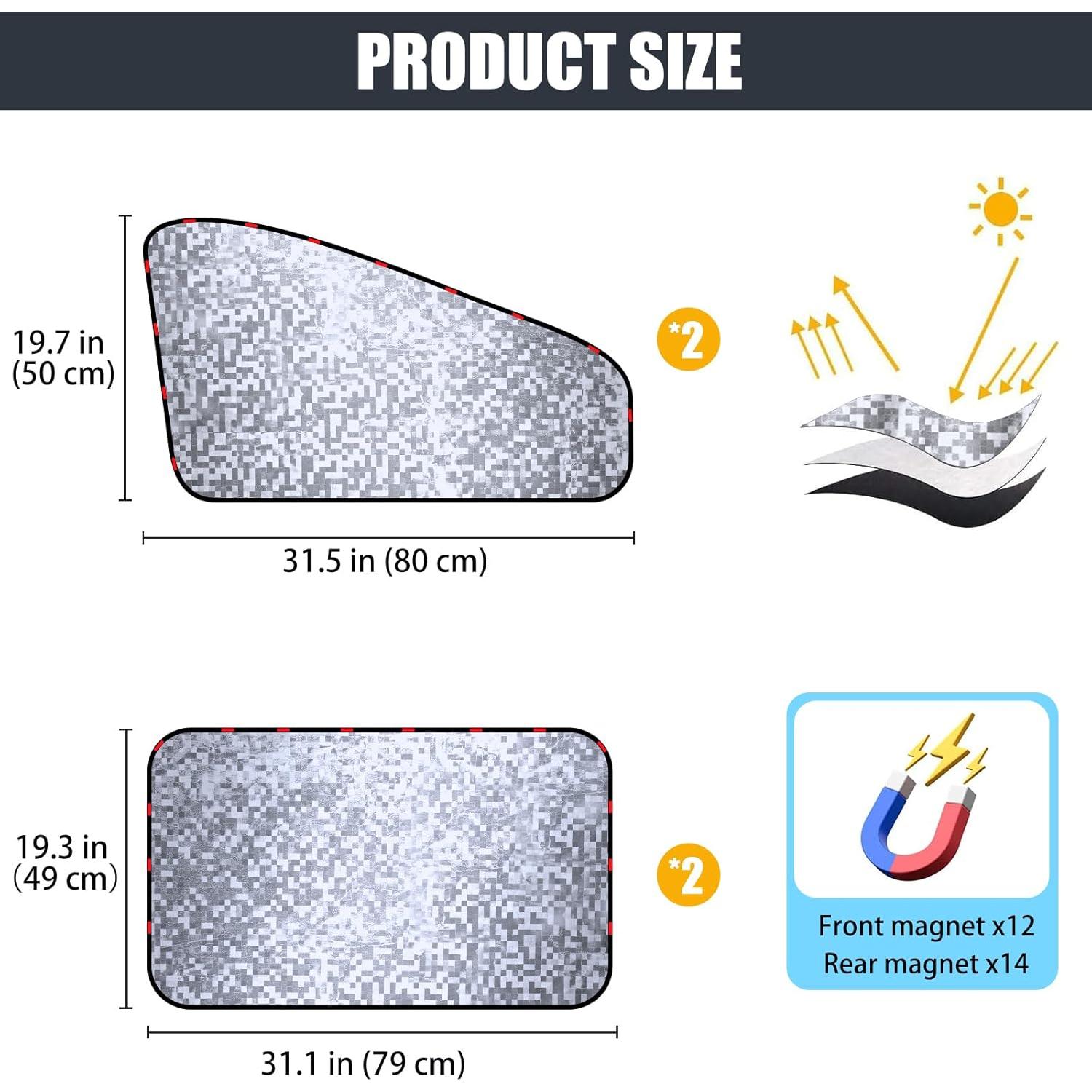 Cortinas Solares Magnéticas ZATOOTO para Ventanas de Coche - 4 Piezas