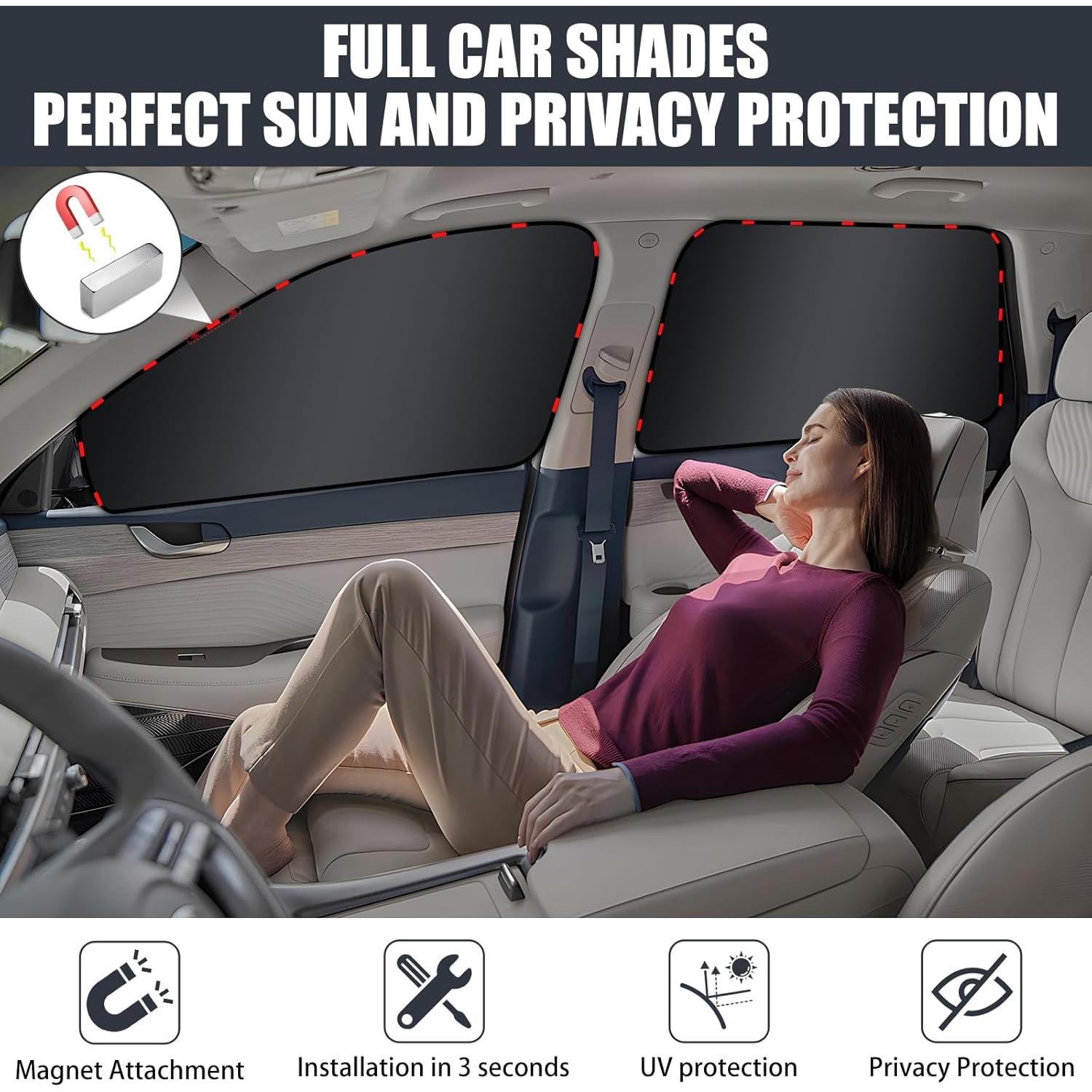 Cortinas Solares Magnéticas ZATOOTO para Ventanas de Coche - 4 Piezas