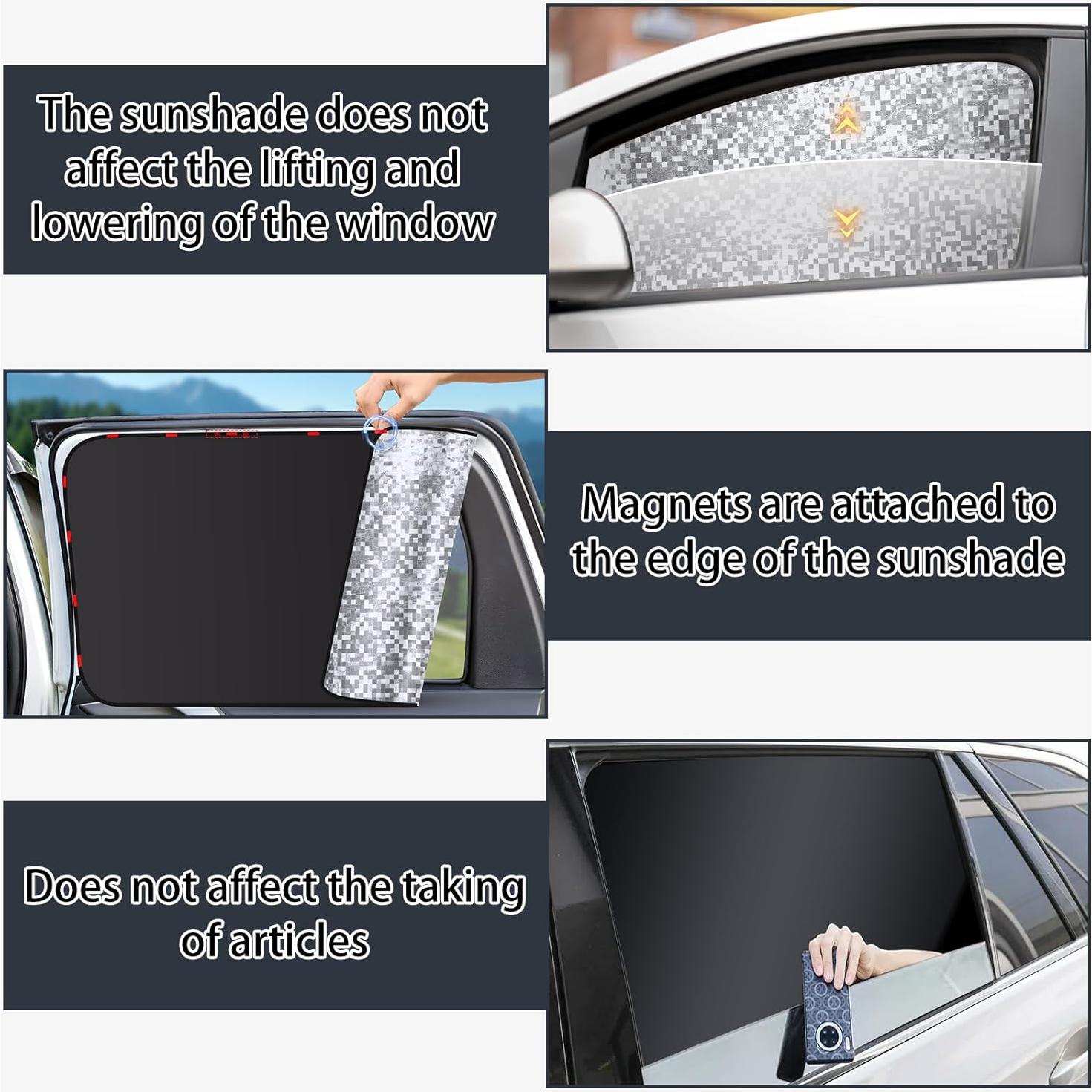 Cortinas Solares Magnéticas ZATOOTO para Ventanas de Coche - 4 Piezas