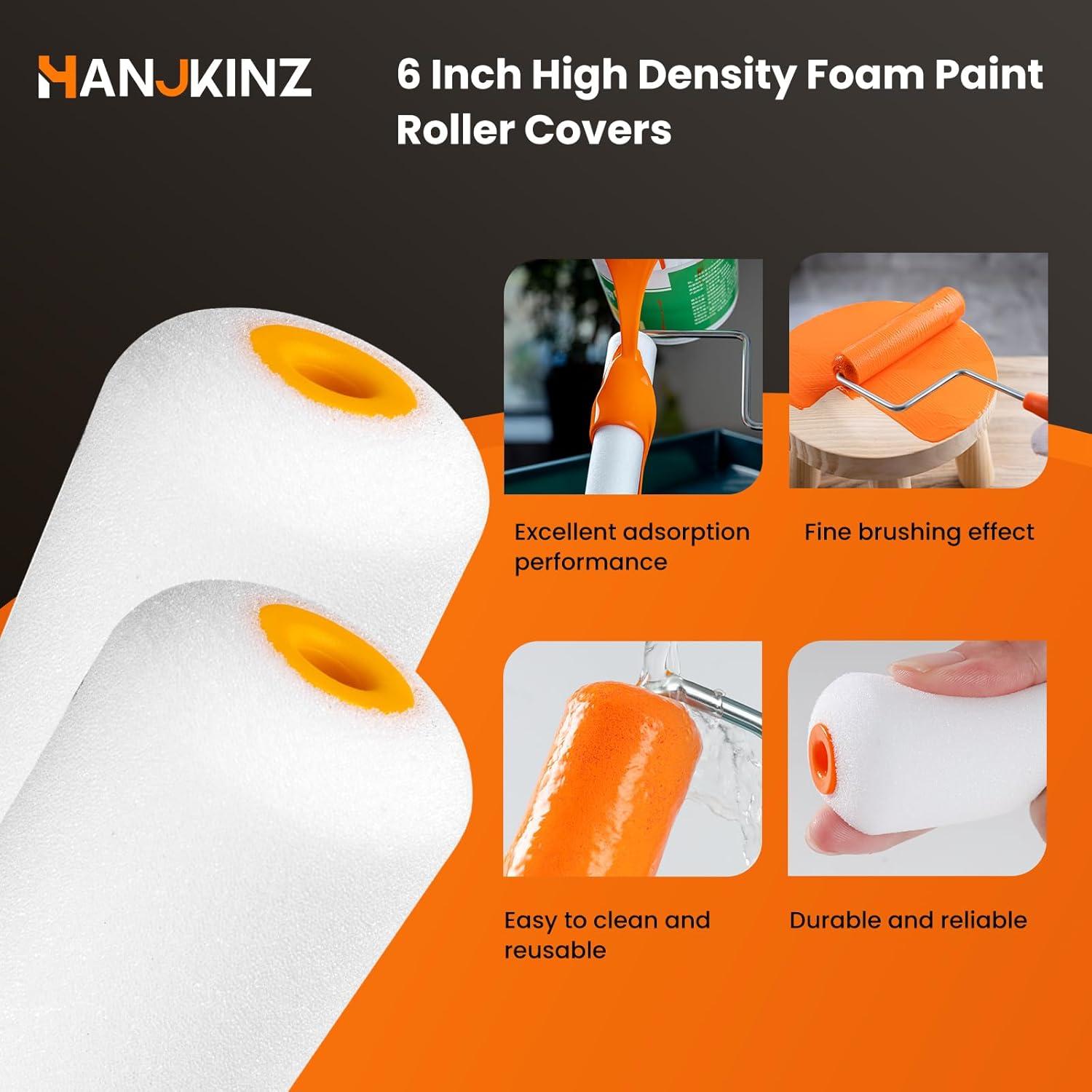 Rodillo de Pintura de Espuma HANJKINZ 20 Pcs 6" (15.24 cm) Alta Densidad
