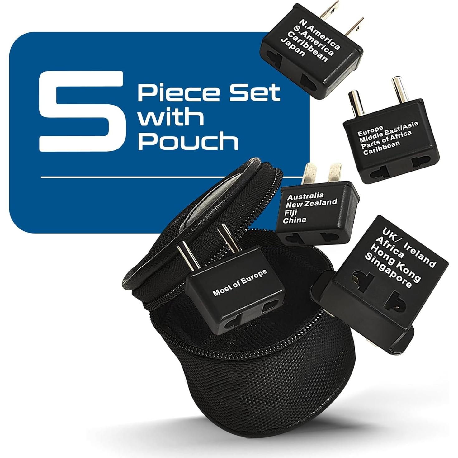 Adaptador de viaje internacional Ceptics 5 piezas USB-C