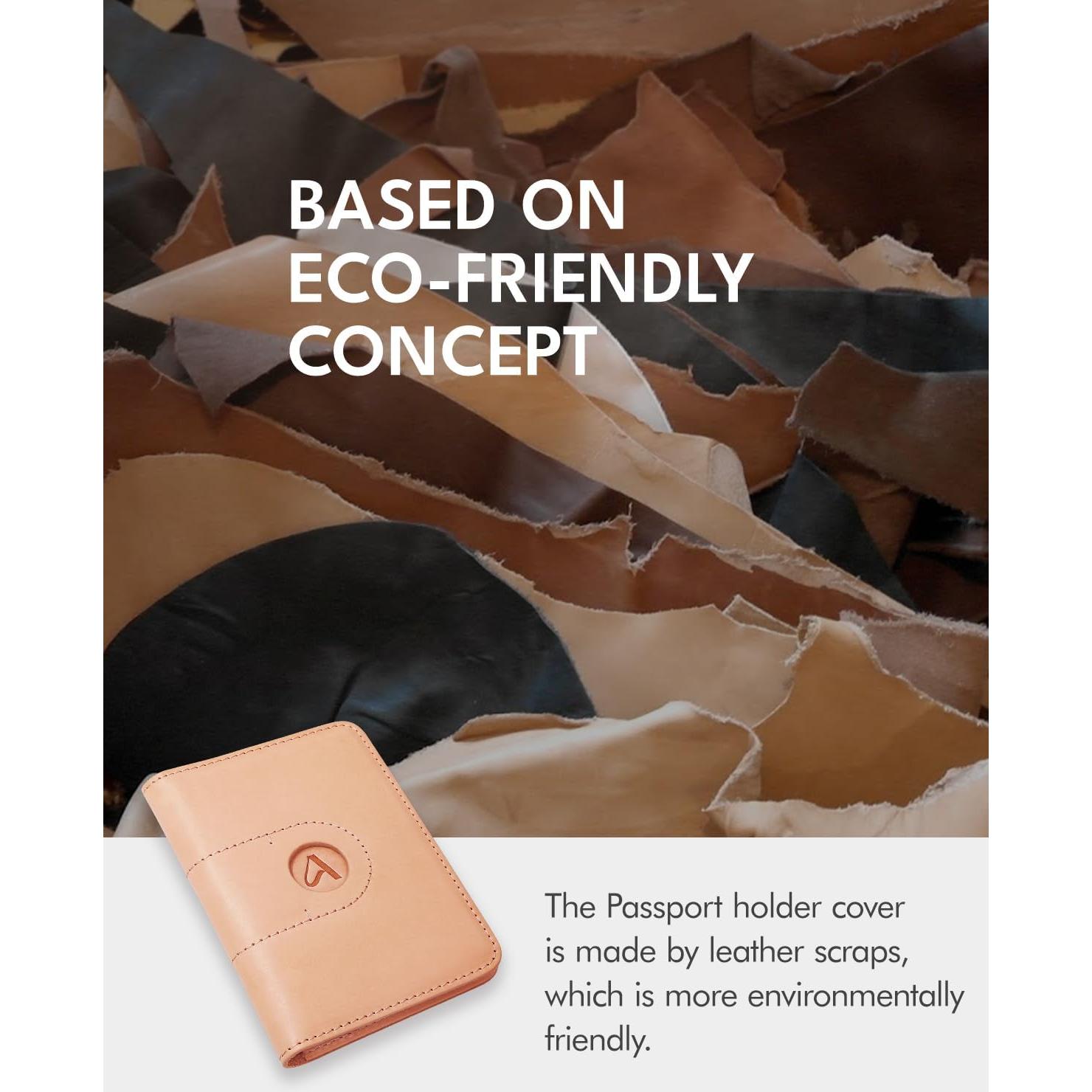 Portapasaportes de cuero genuino ALLIVE con soporte para AirTag