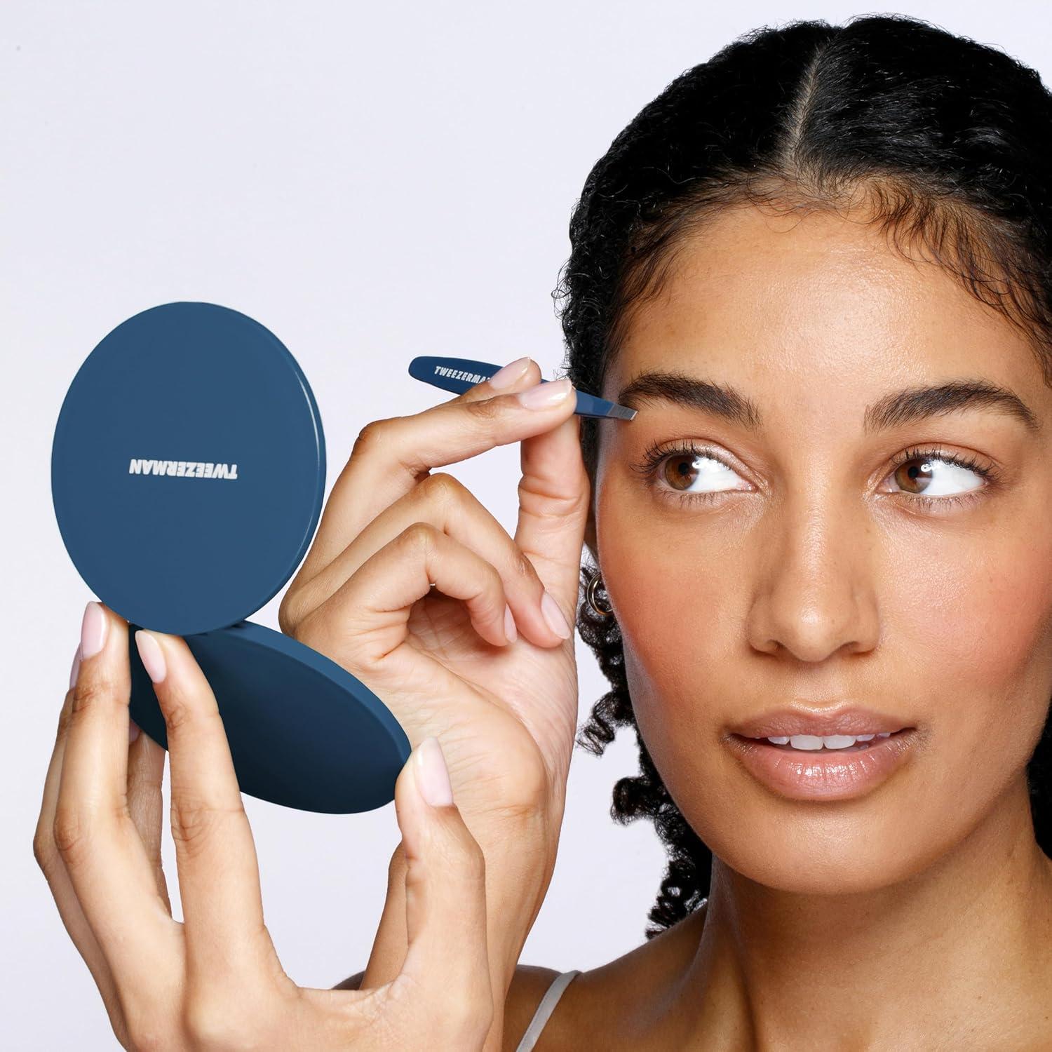 Juego de Cejas y Pestañas Tweezerman - Pinzas y Espejo Compacto