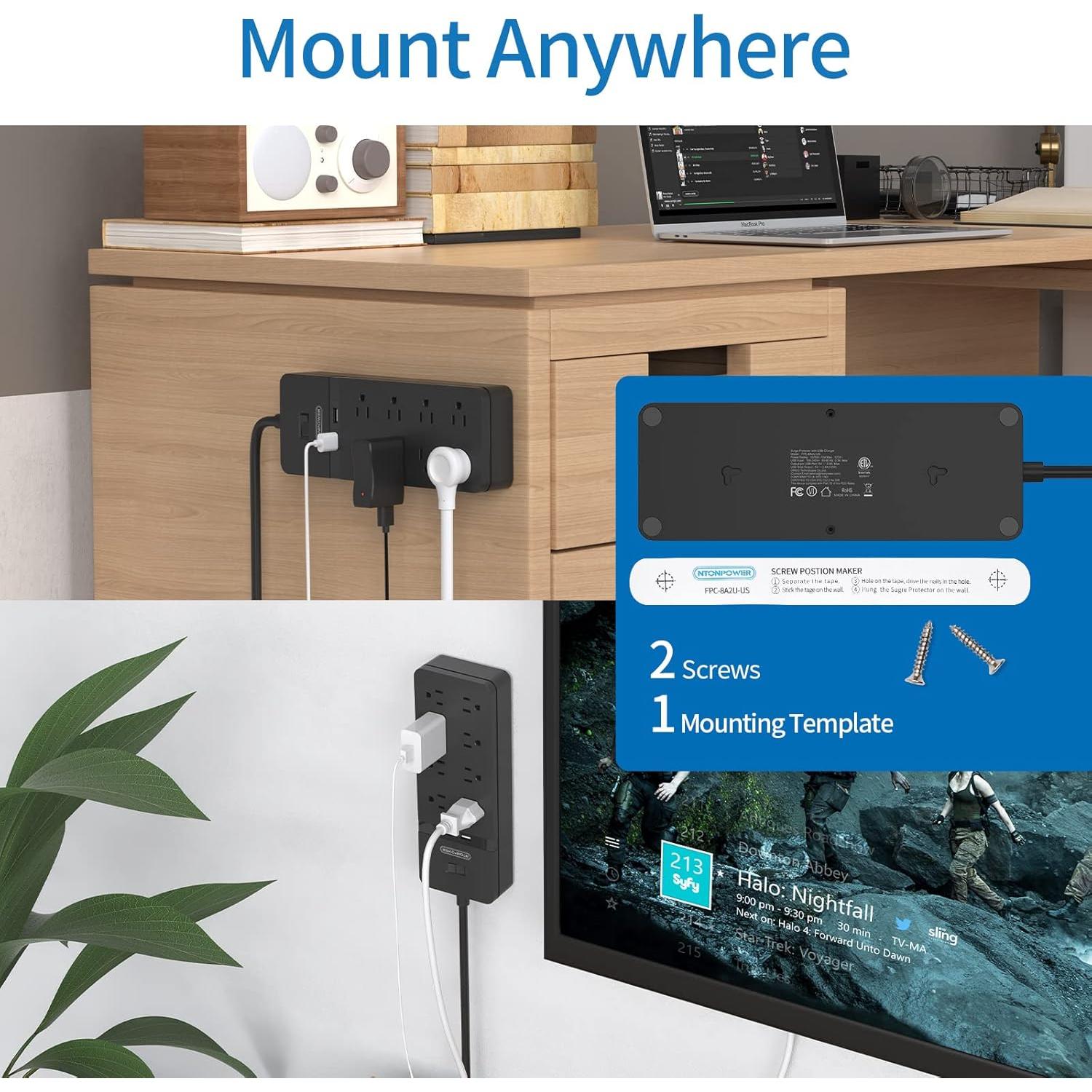 Cable de Extensión 7.62m NTONPOWER 8 Salidas USB Negro