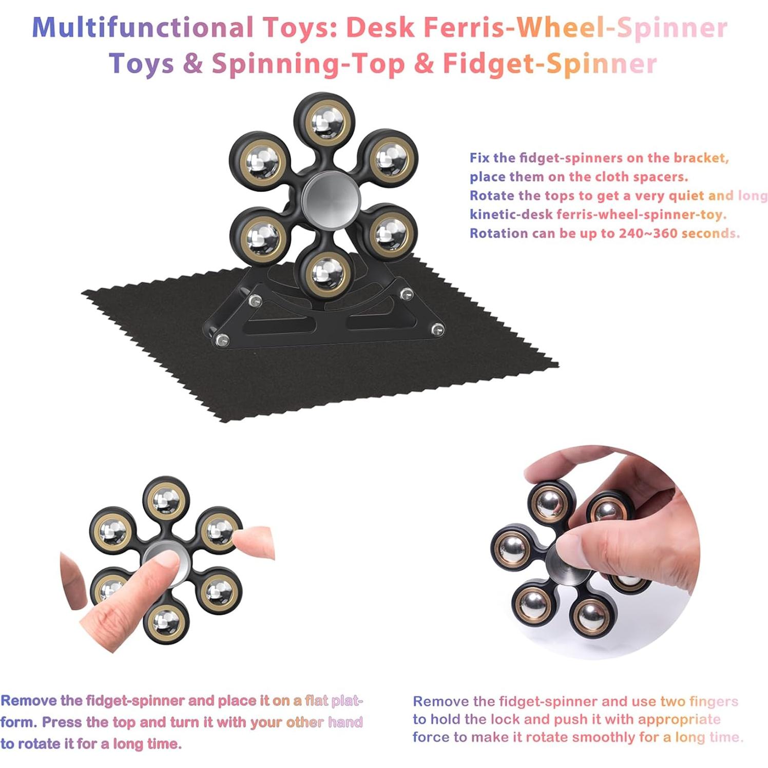 Spinner de Rueda de Ferris JoyJoltoy Antiestrés 6.81cm Negro