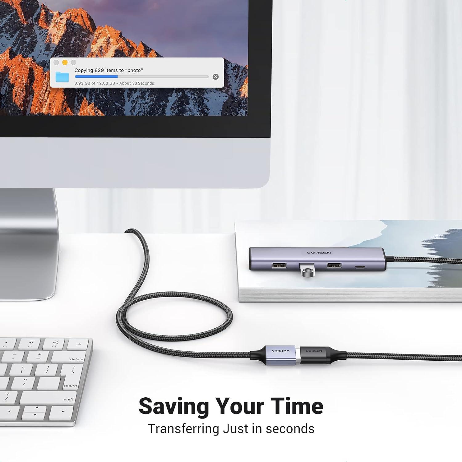 Cable Extensión USB 3.0 UGREEN 0.46 m Trenzado Nylon