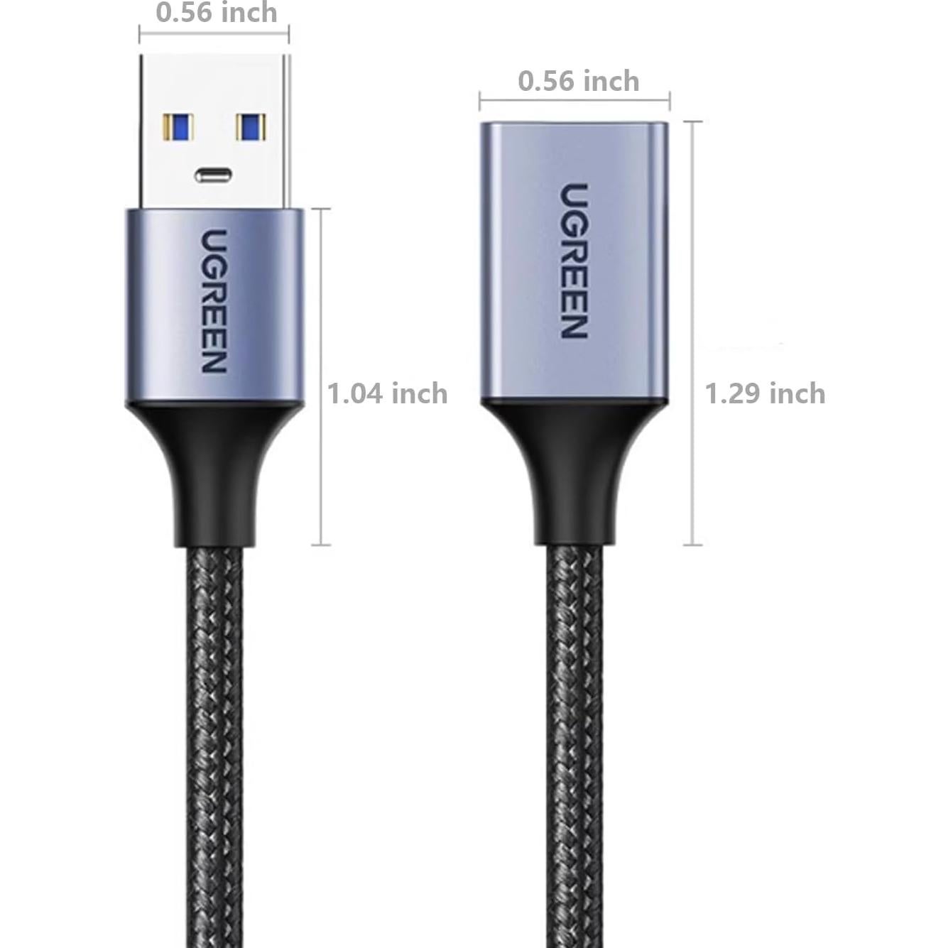 Cable Extensión USB 3.0 UGREEN 0.46 m Trenzado Nylon