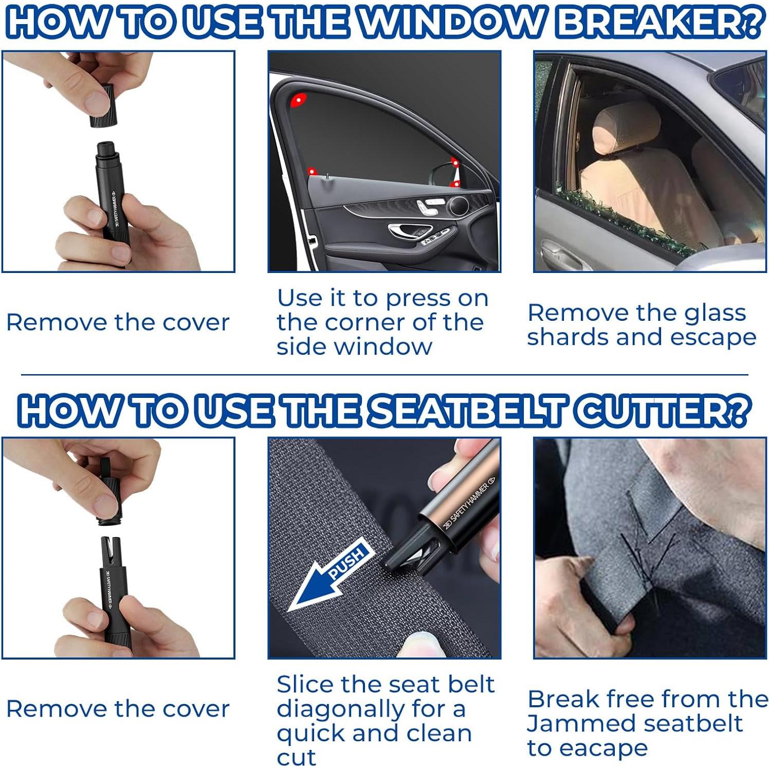 Paquete de 2 Martillos de Seguridad Omrisy para Automóvil