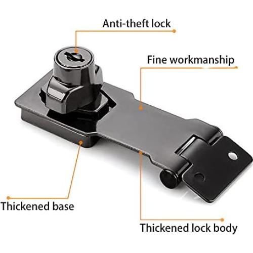Cerraduras de Hasps con Llave VIDYSUFYR 3" Acero Inoxidable Negro