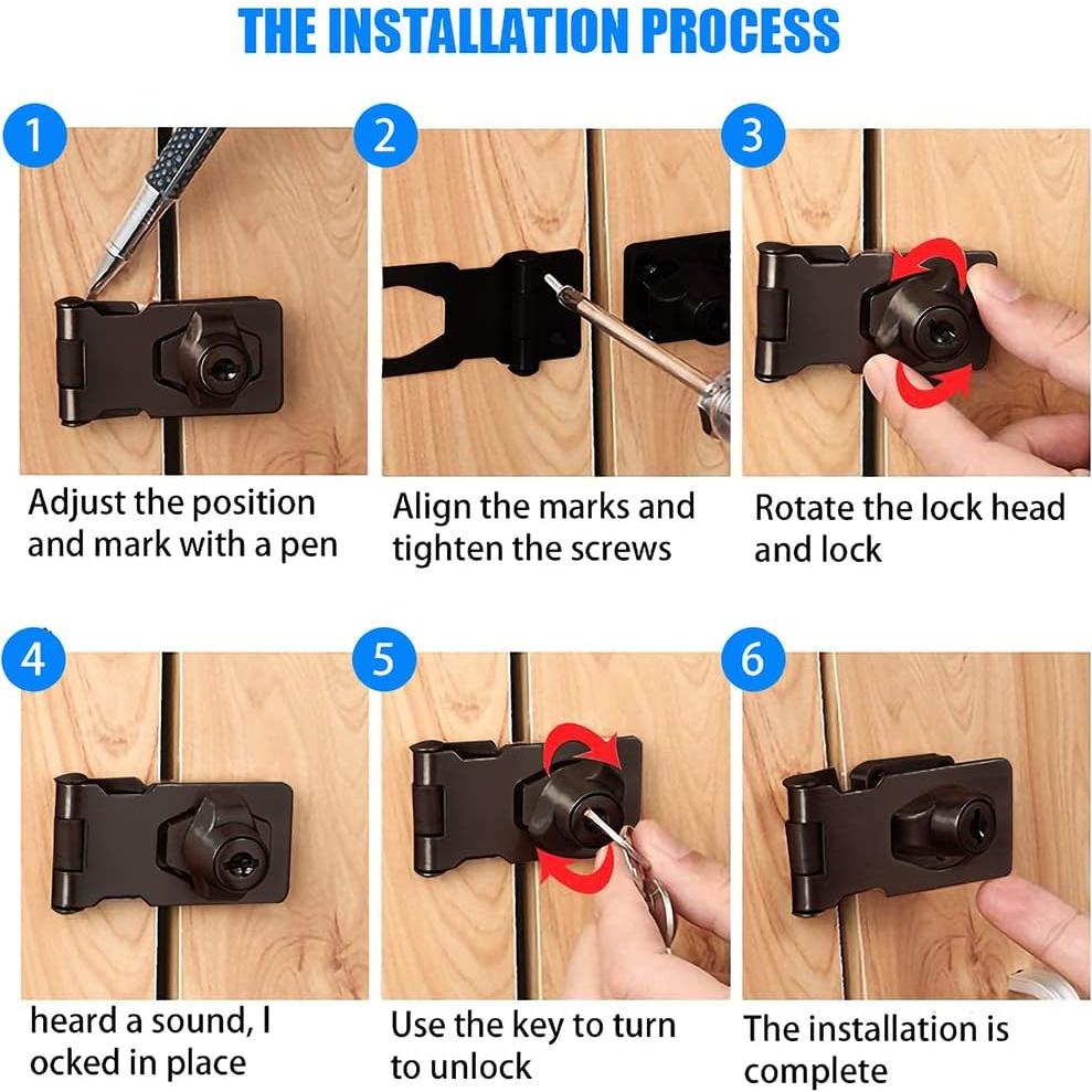Cerraduras de Hasps con Llave VIDYSUFYR 3" Acero Inoxidable Negro