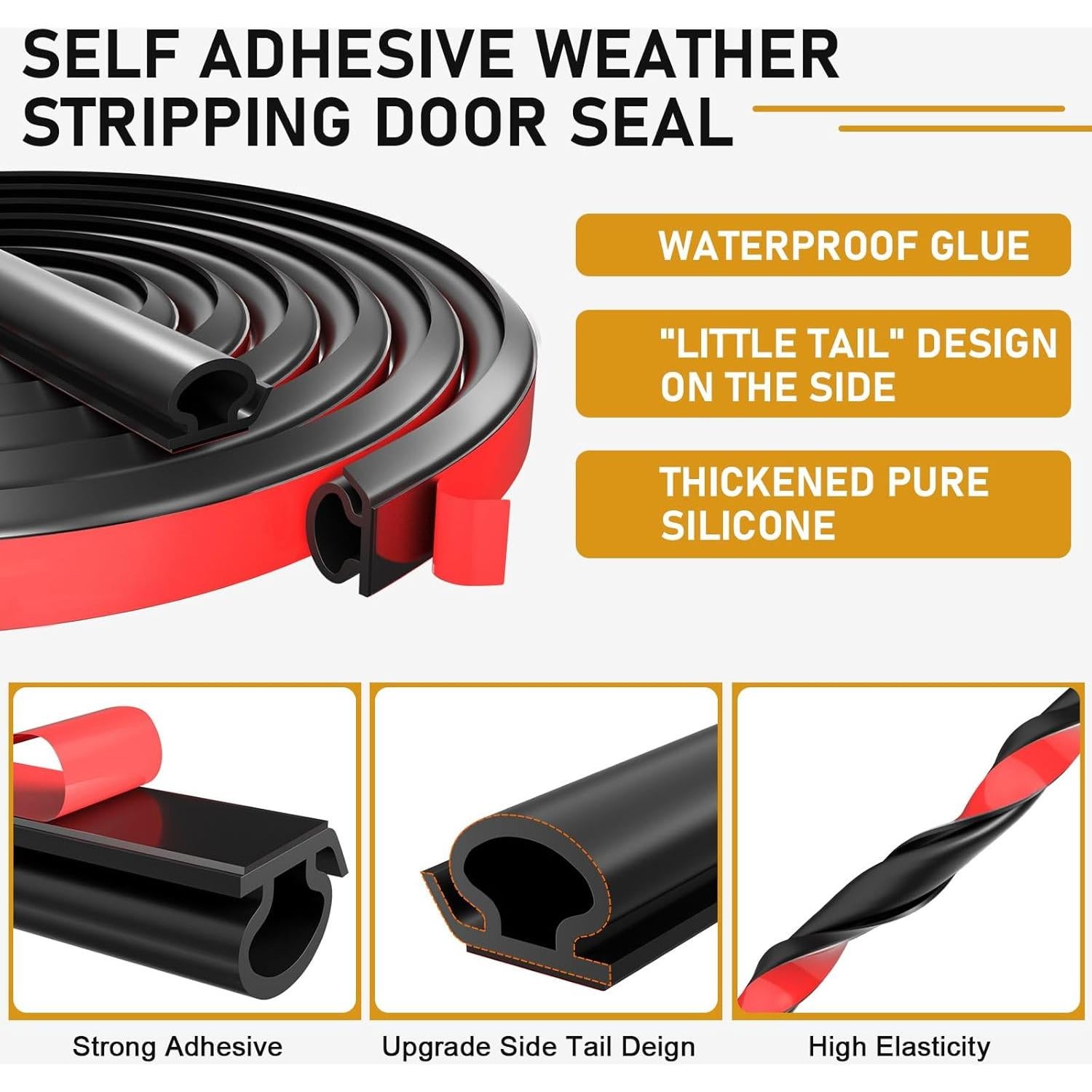 Sello de Puerta Lumimoi con Burlete Aislante 5.18m Negro