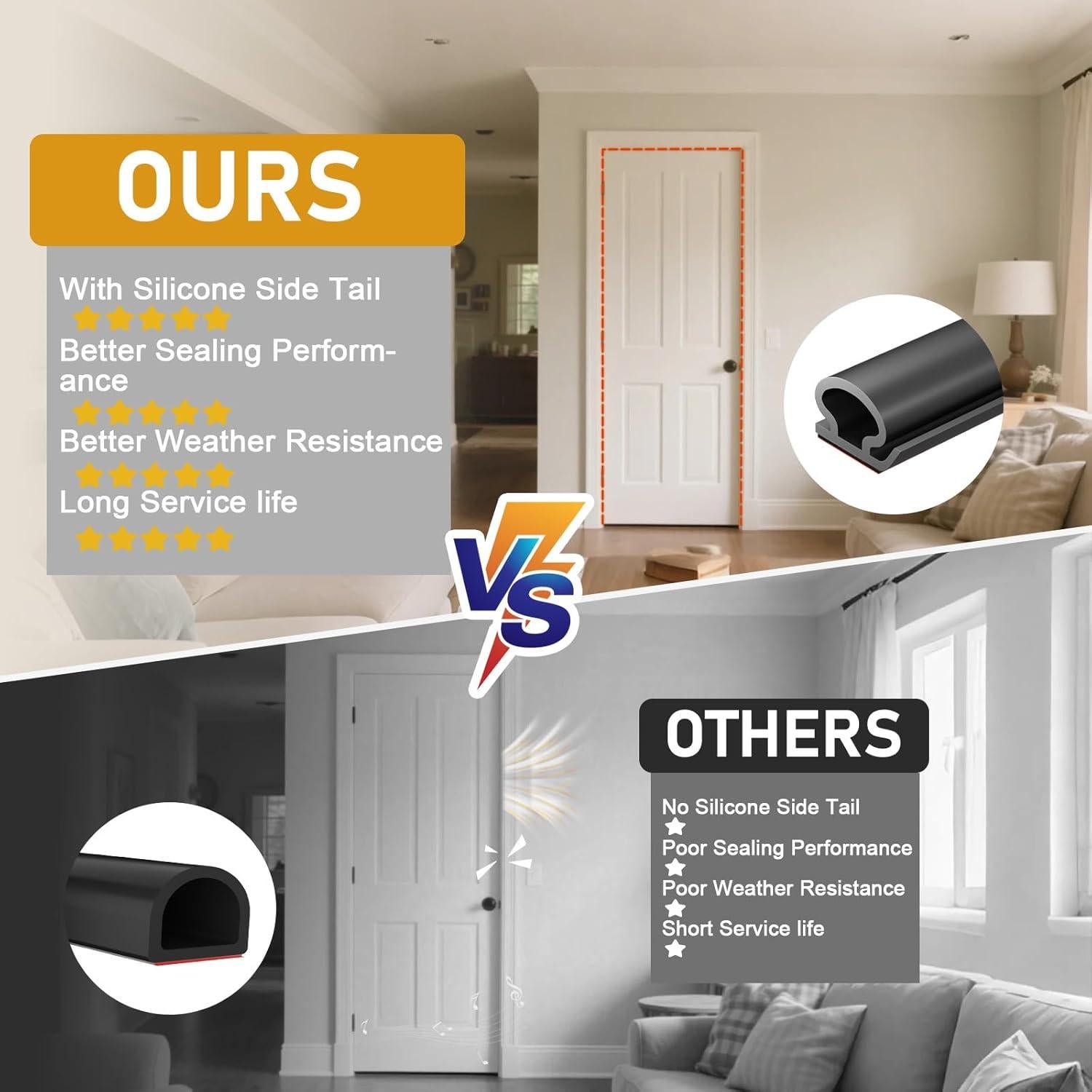 Sello de Puerta Lumimoi con Burlete Aislante 5.18m Negro