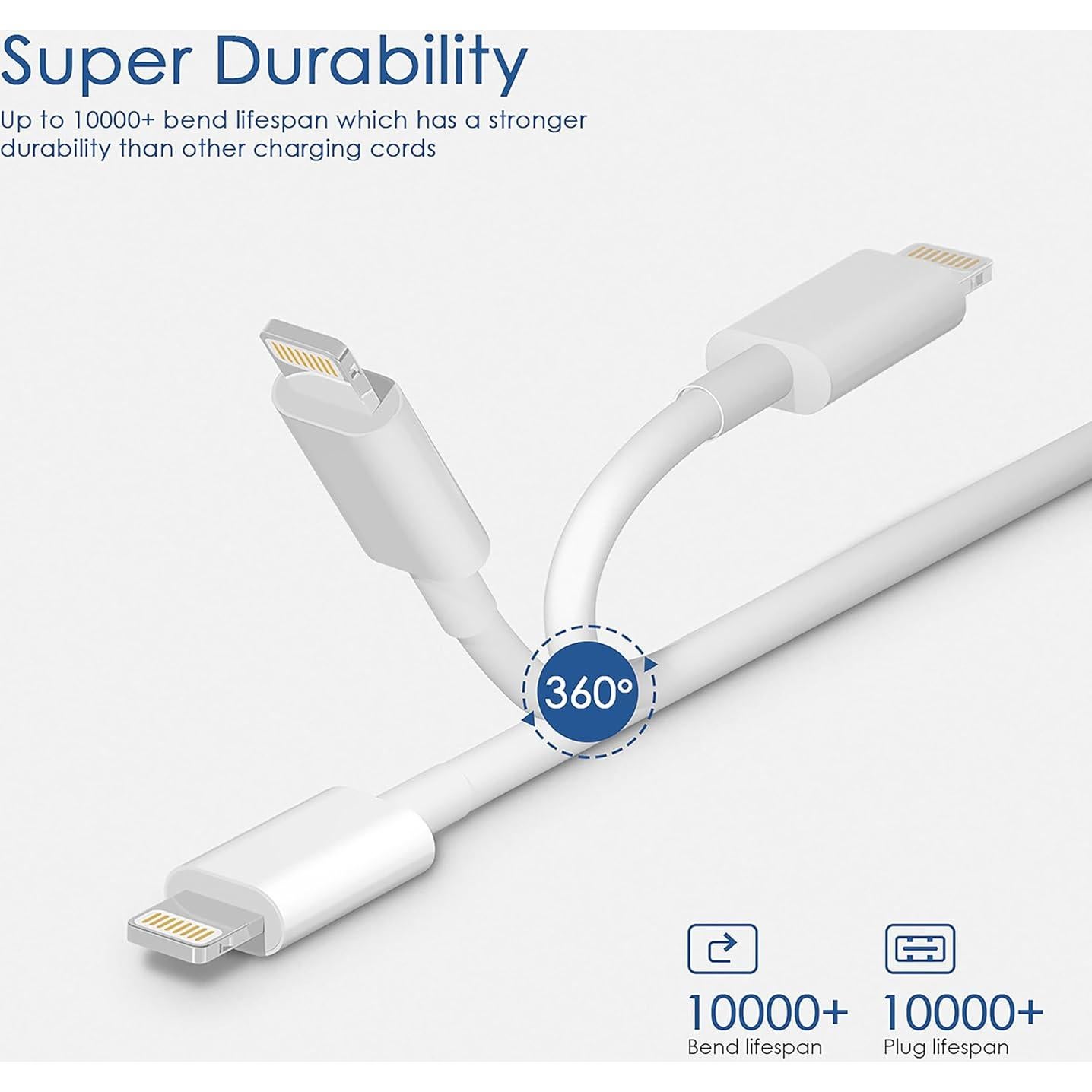 Cargador de Pared USB 5W + 2 Cables Lightning 6FT MFi