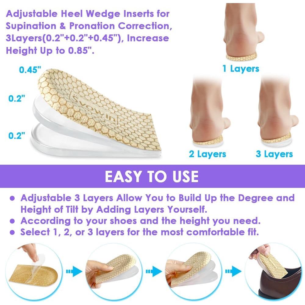 Plantillas Ajustables Antideslizantes Svowin para Supinación y Pronación - Beige, Talla S (W 4-7.5 / M 6-7)