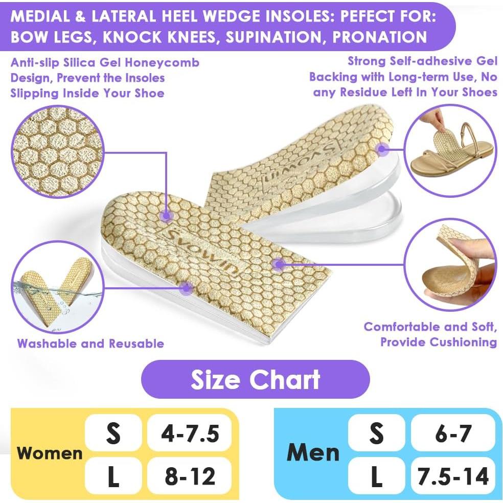 Plantillas Ajustables Antideslizantes Svowin para Supinación y Pronación - Beige, Talla S (W 4-7.5 / M 6-7)