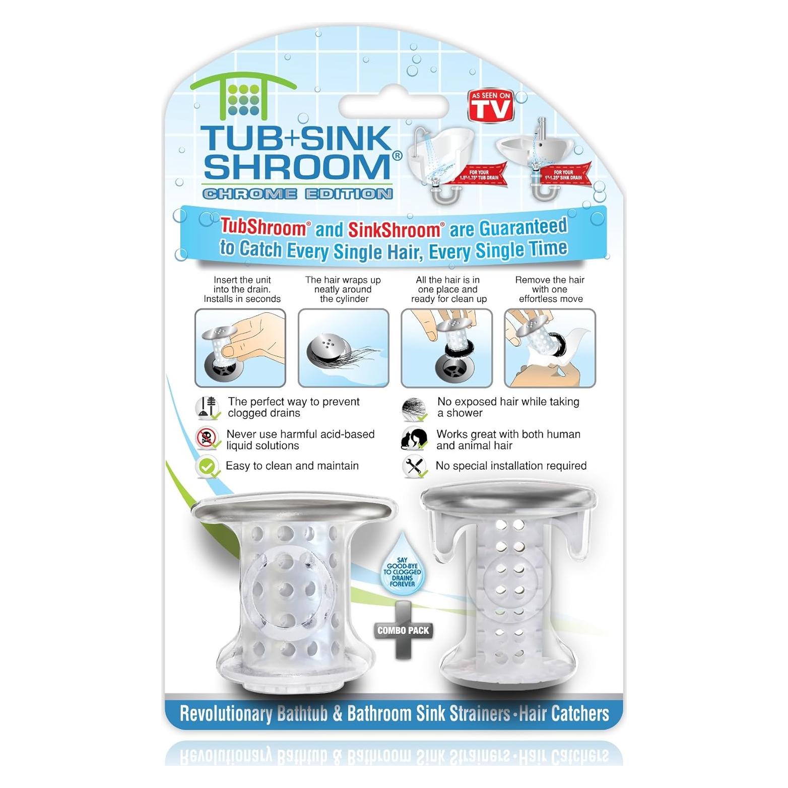 TubShroom y SinkShroom Captadores de Cabello Cromo