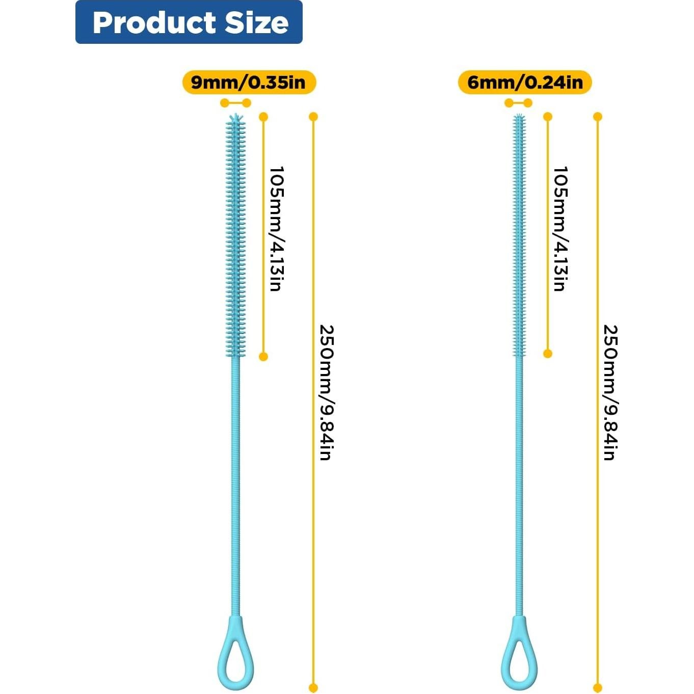 Limpiador de Pajitas de Silicona YOTIME, 2 Piezas, 6mm y 9mm