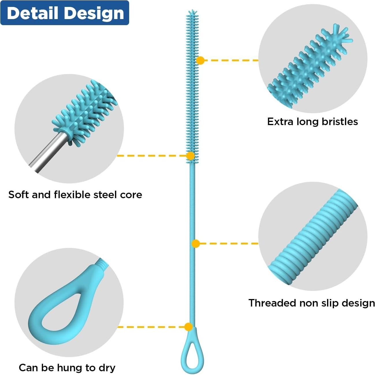 Limpiador de Pajitas de Silicona YOTIME, 2 Piezas, 6mm y 9mm