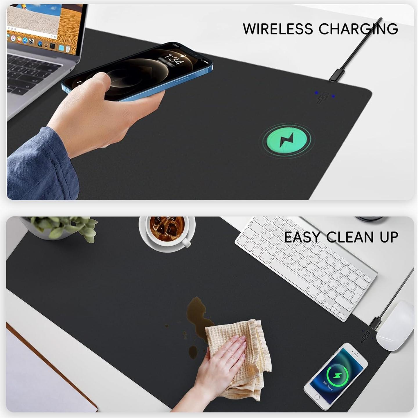 Alfombrilla de Mouse Qidngknd con Carga Inalámbrica 15W Negra