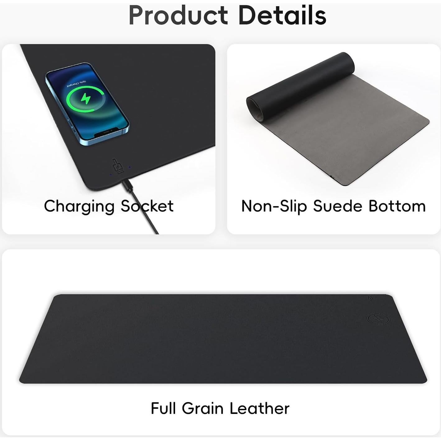 Alfombrilla de Mouse Qidngknd con Carga Inalámbrica 15W Negra