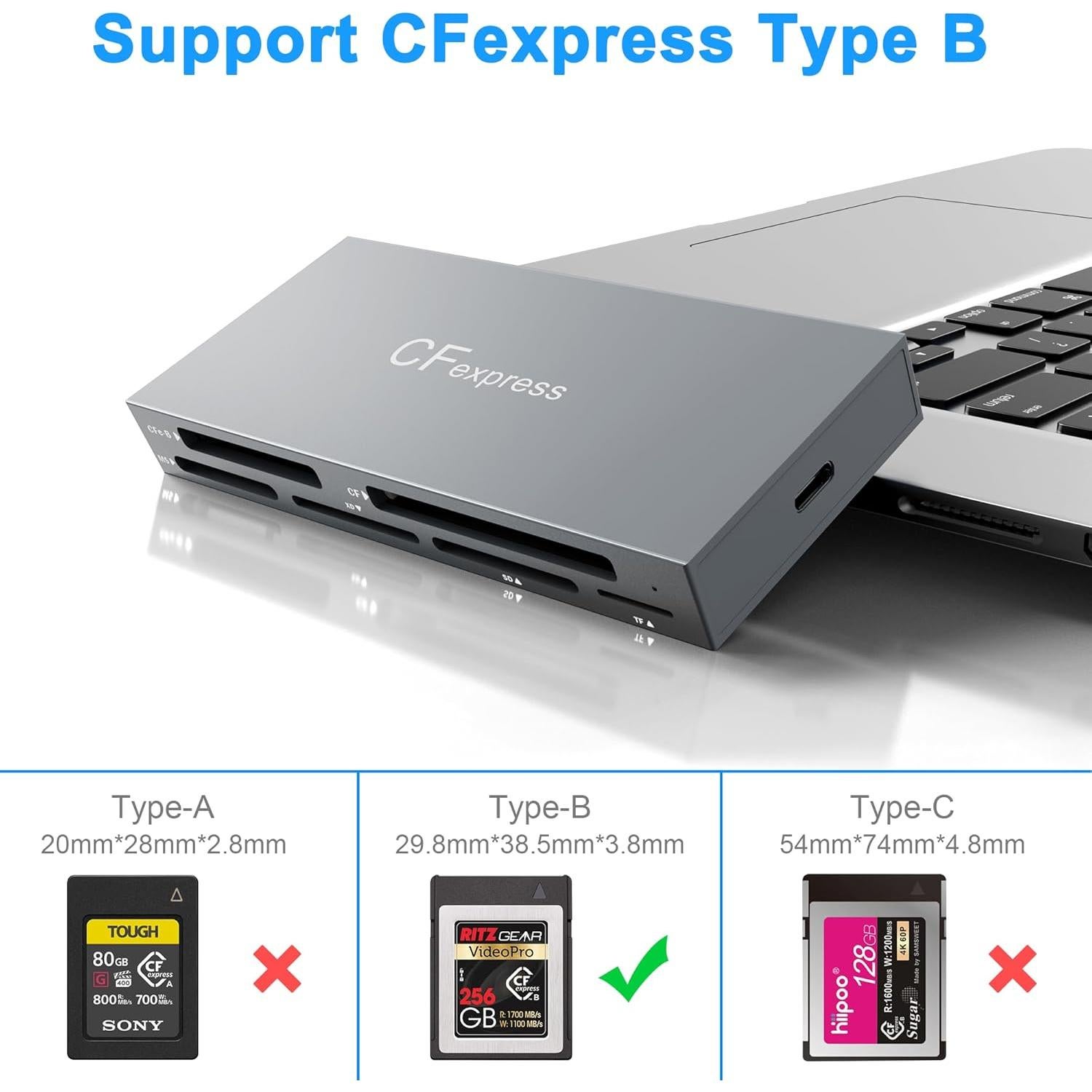 Lector de tarjetas CFexpress Tipo B Yeemie Pro 8 en 1 10Gbps