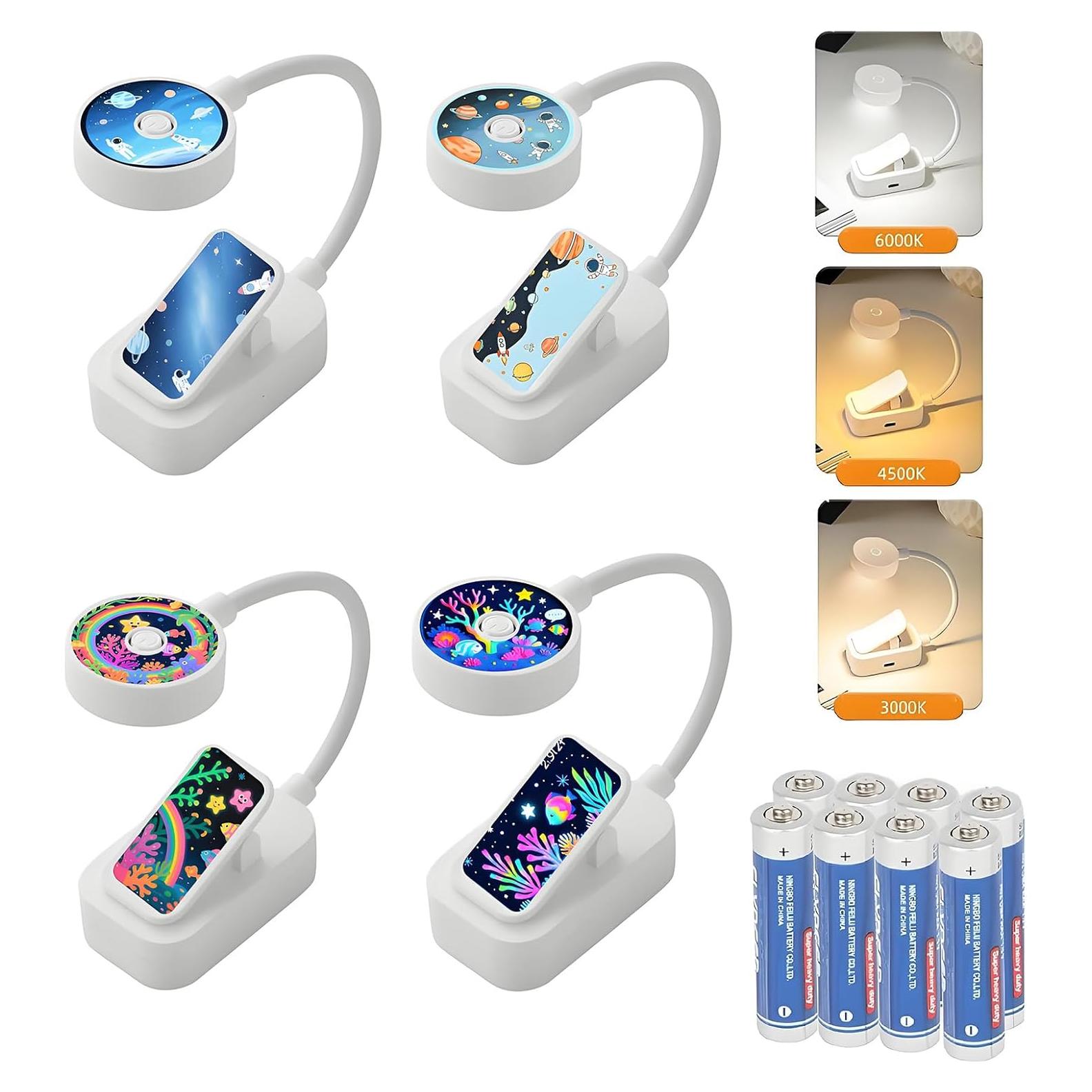 Paquete de 4 luces de lectura Darlur con clip y brillo ajustable