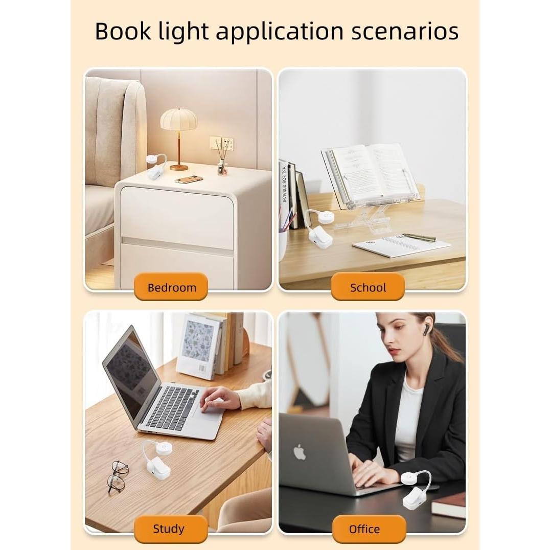 Paquete de 4 luces de lectura Darlur con clip y brillo ajustable