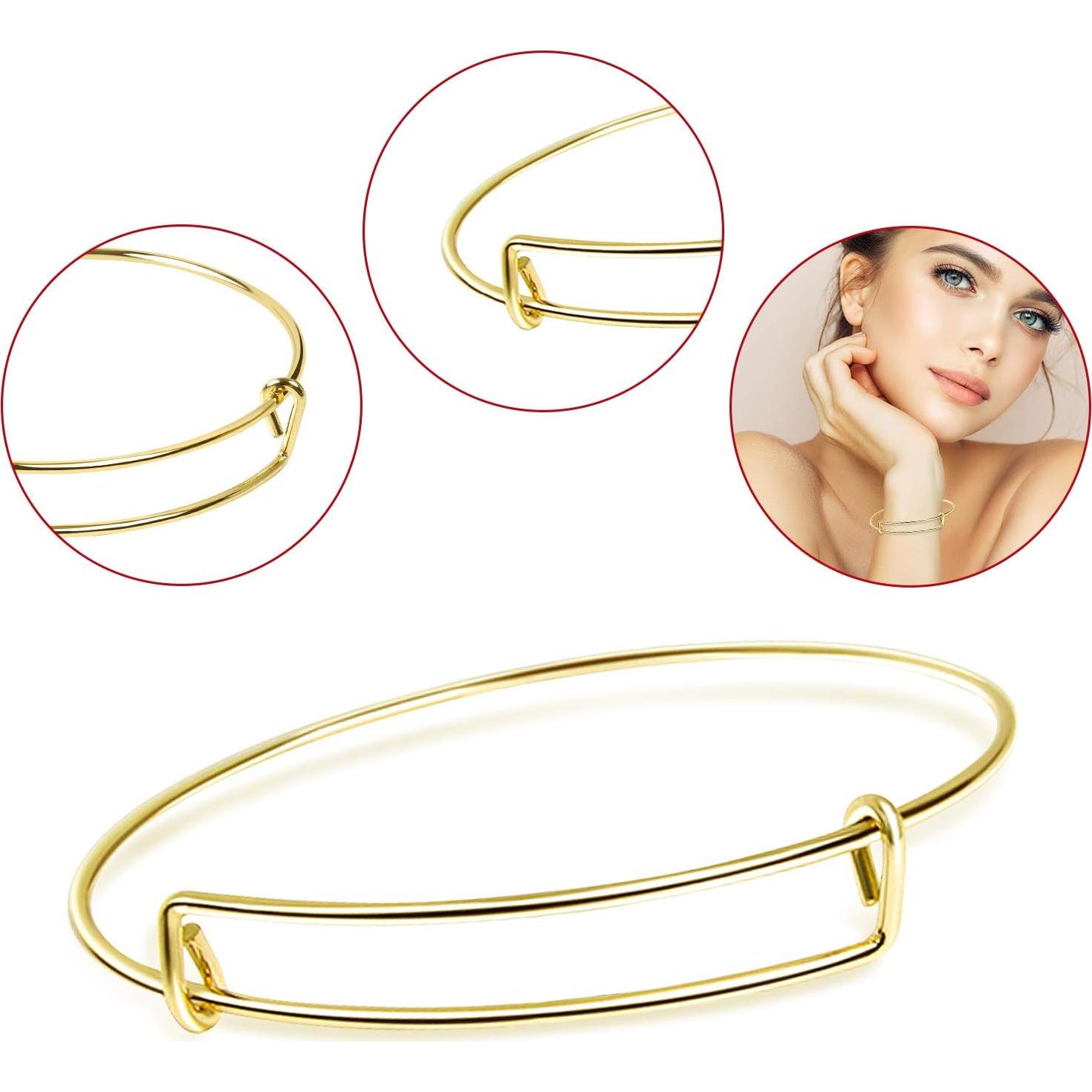 60 Pulseras Expandibles de Alambre de Acero UPINS Oro Ajustables